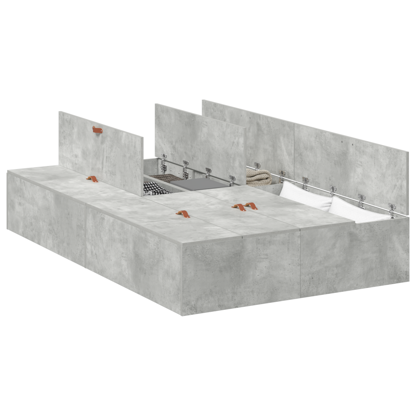Storage Bed Frame Concrete Grey 120x200 cm - Image 2