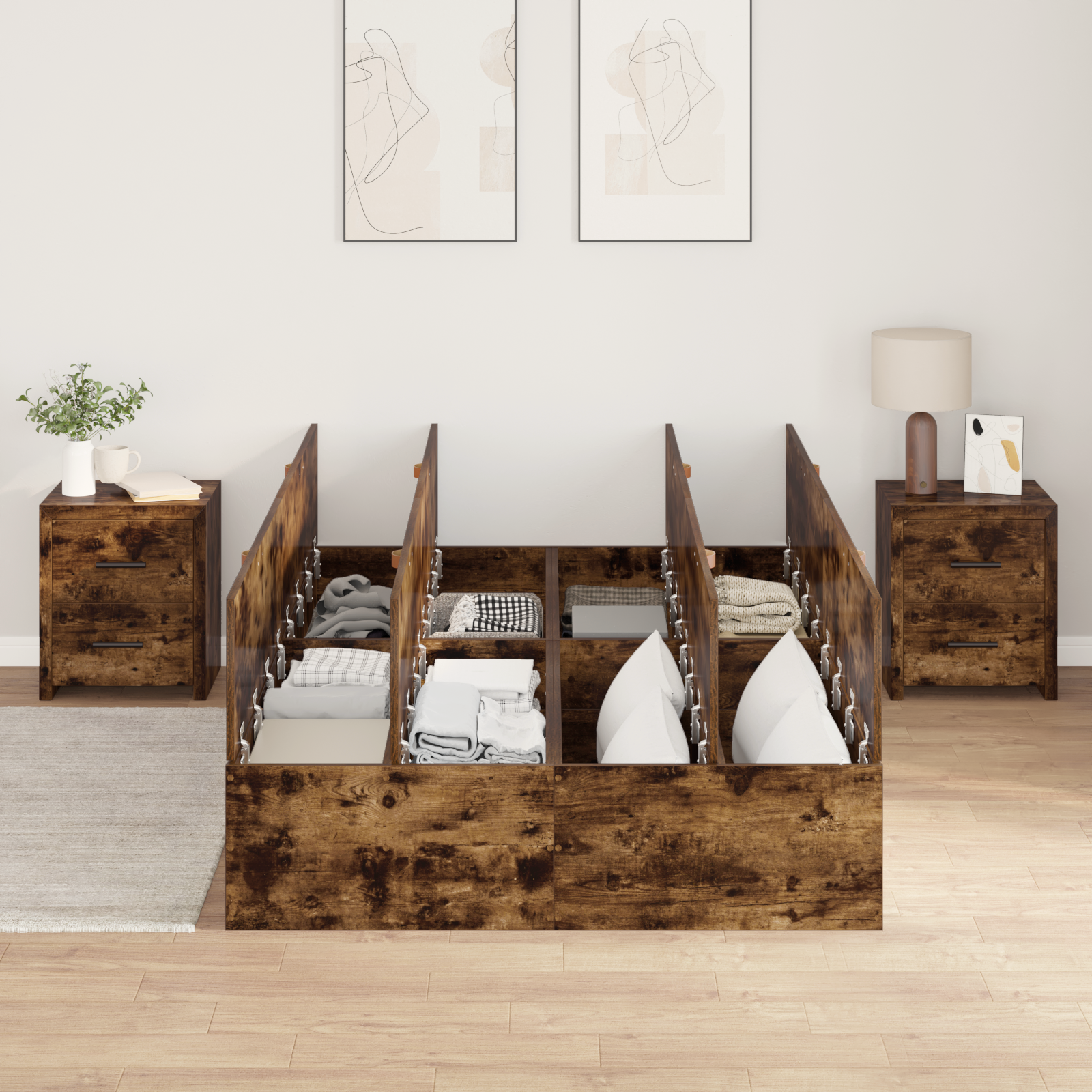 Storage Bed Frame Smoked Oak 120x200 cm - Image 4