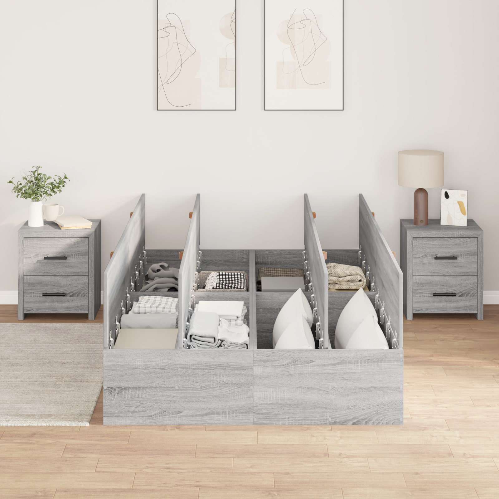 Storage Bed Frame Grey Sonoma 120x200 cm - Image 4