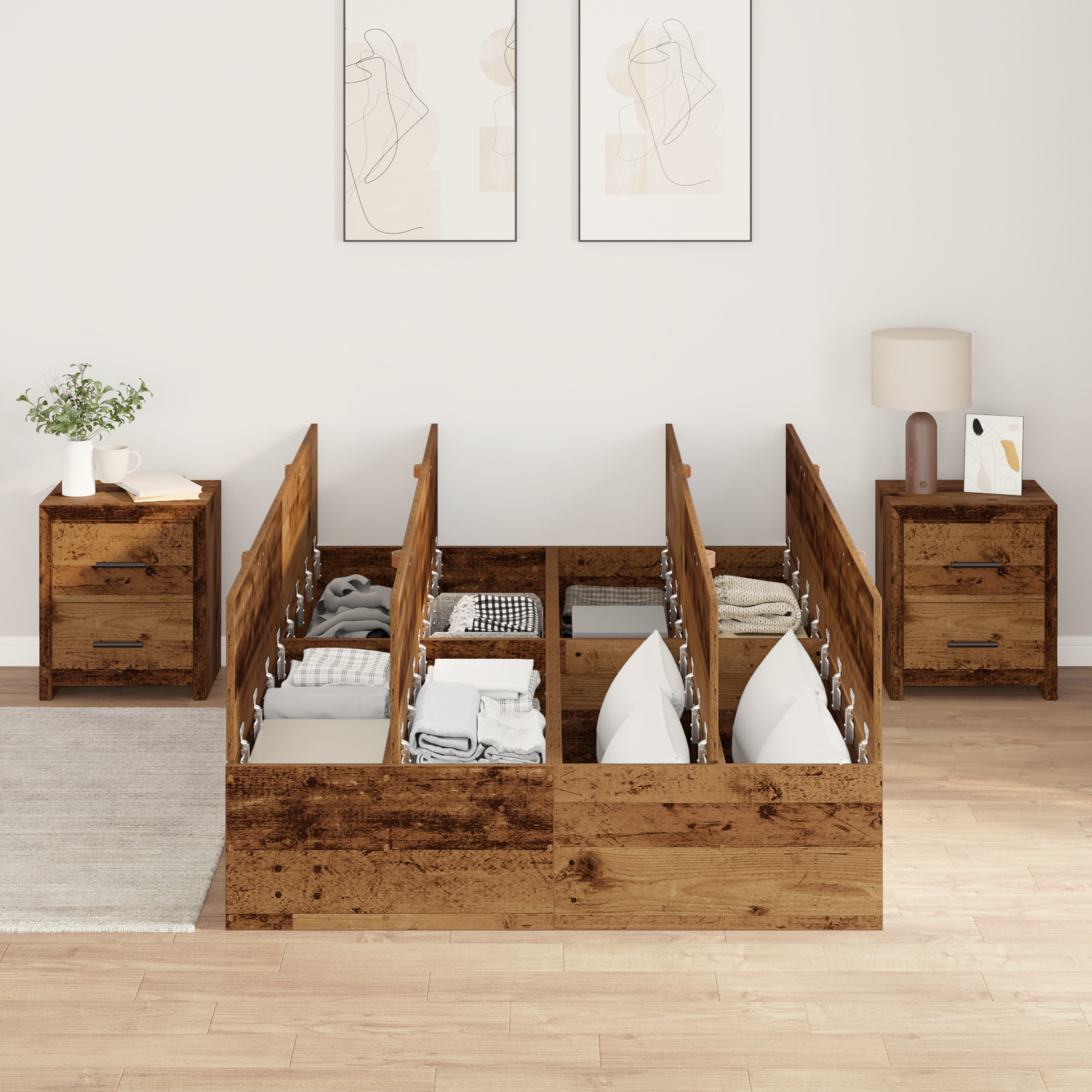 Storage Bed Frame Old Wood 120x200 cm - Image 4