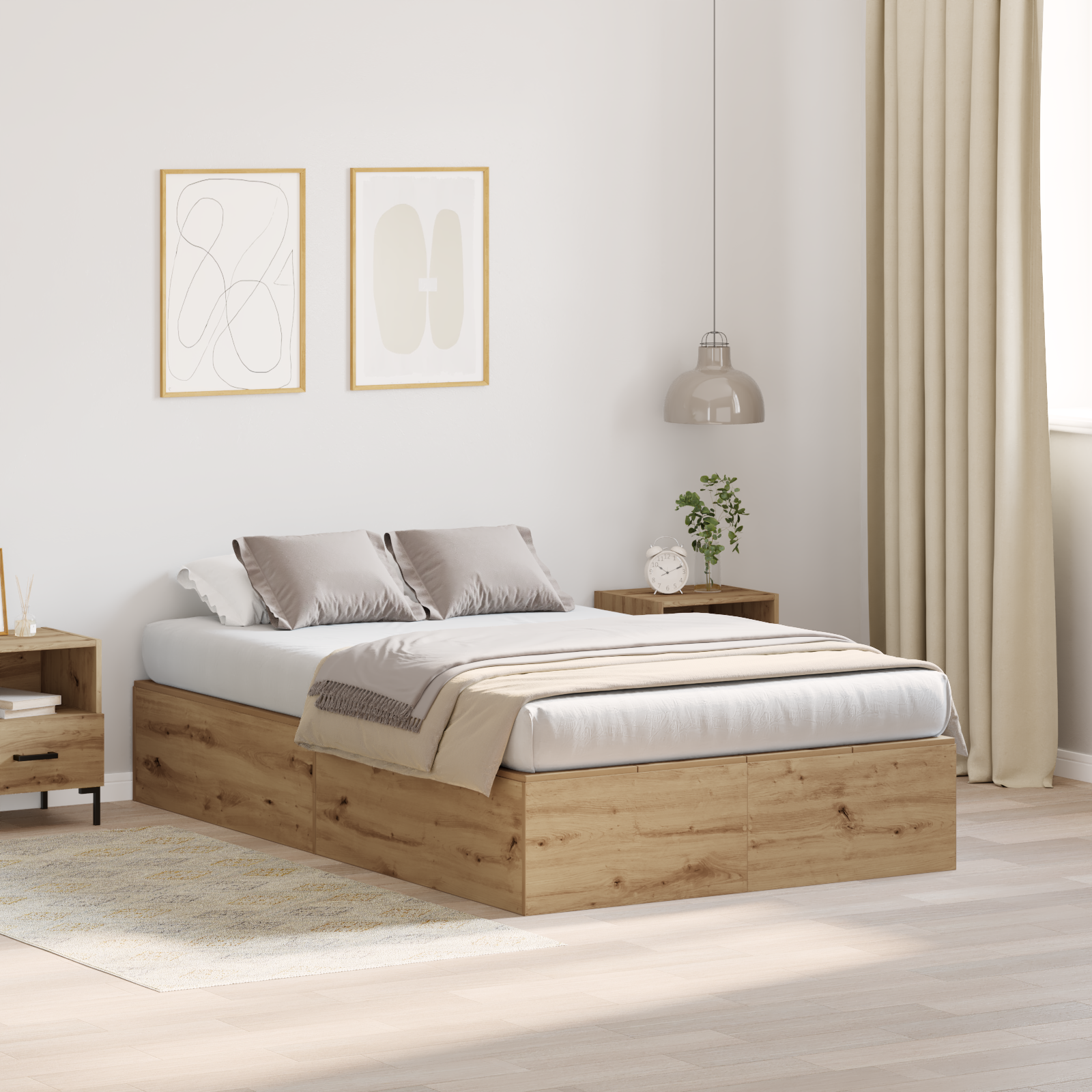Storage Bed Frame Artisan Oak 120x200 cm
