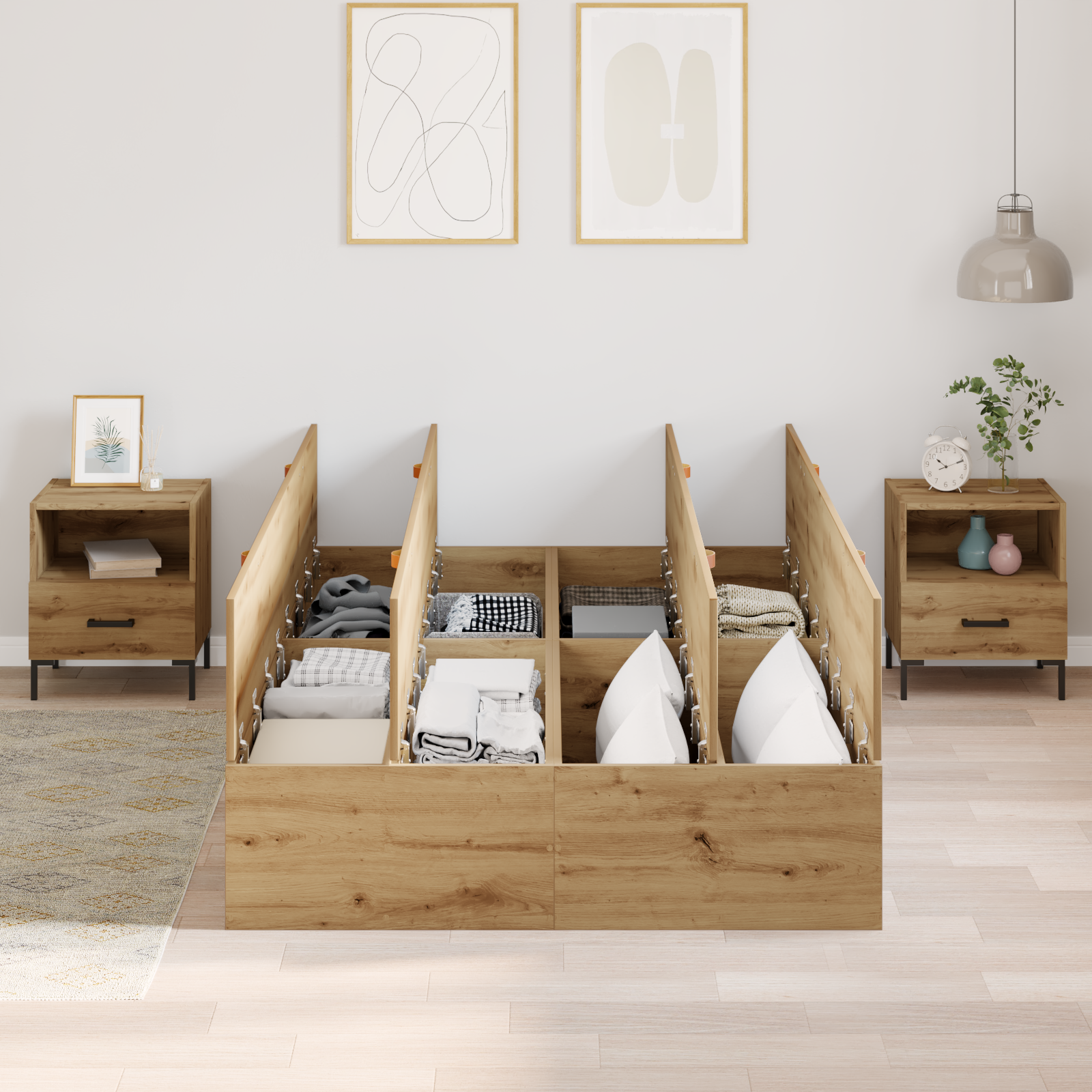 Storage Bed Frame Artisan Oak 120x200 cm - Image 4