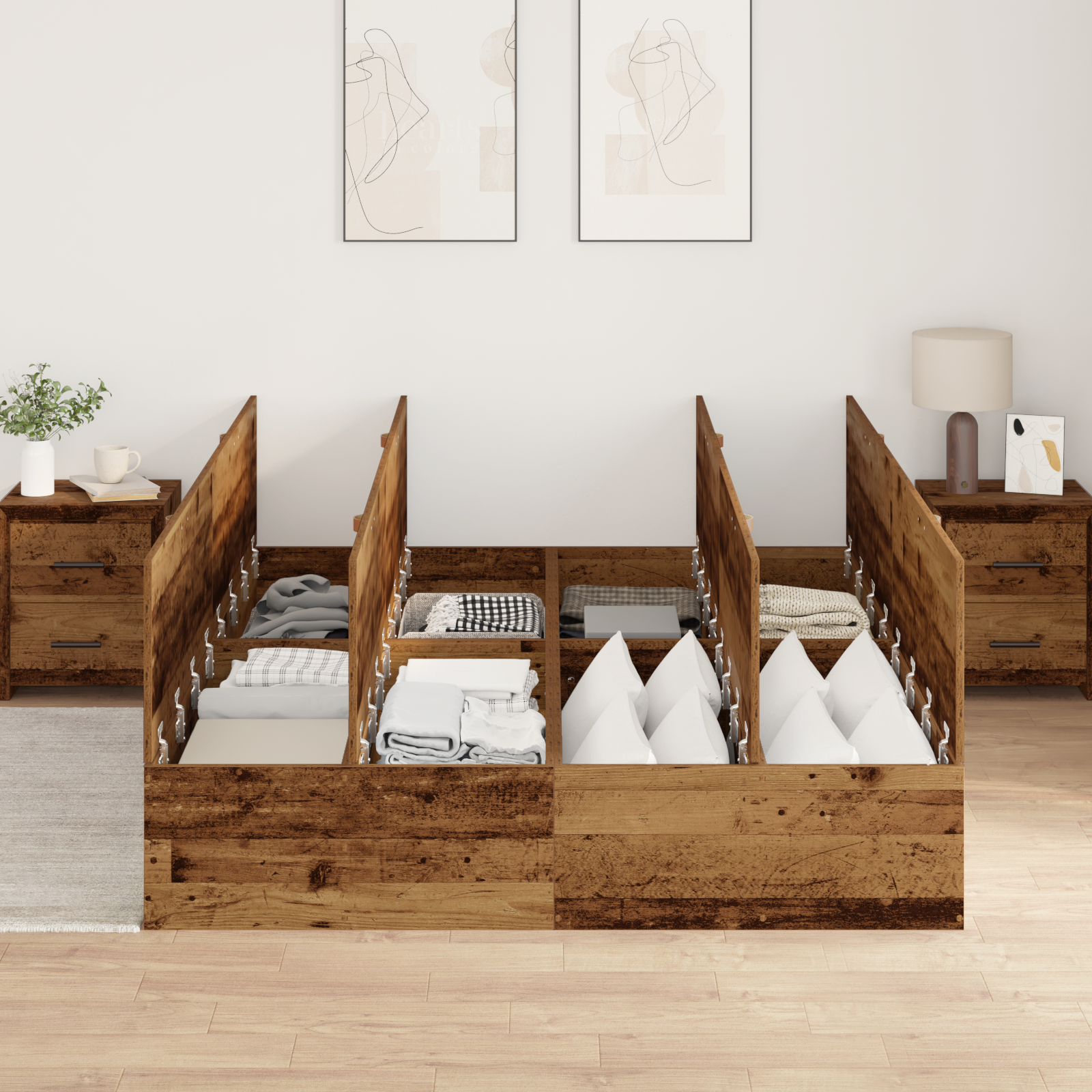 Storage Bed Frame Old Wood 140x200 cm - Image 4