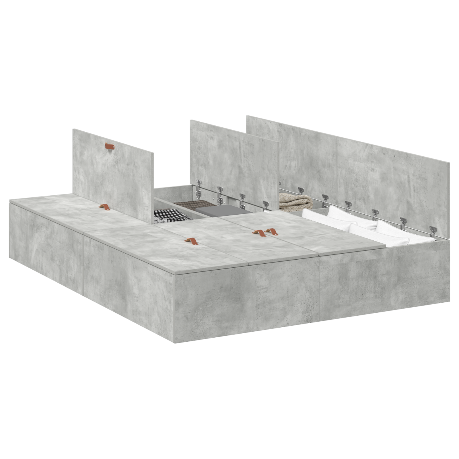 Storage Bed Frame Concrete Grey 150x200 cm - Image 2