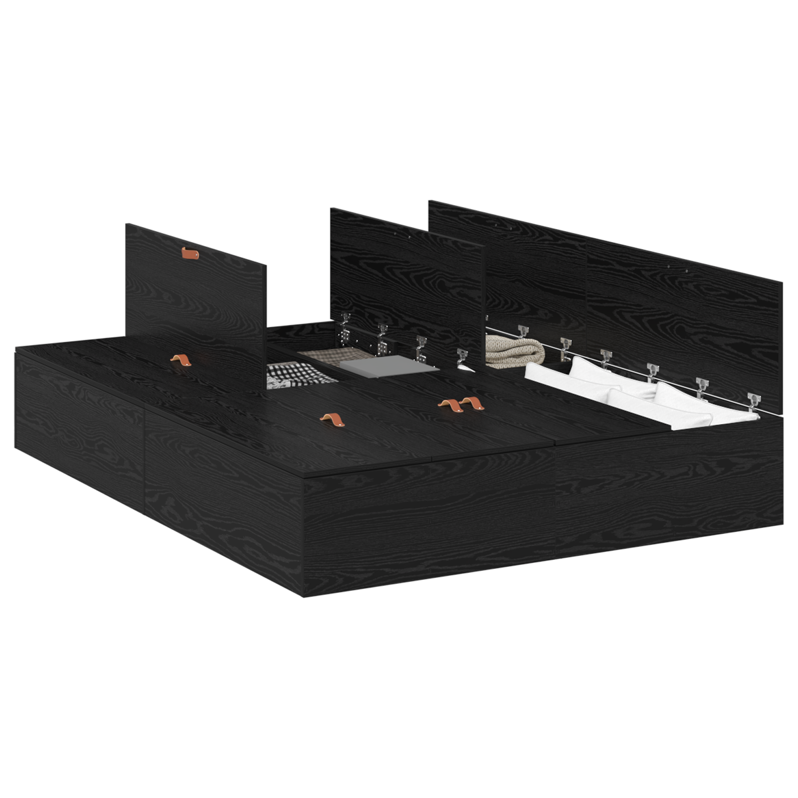 Storage Bed Frame Black Oak 200x200 cm - Image 2