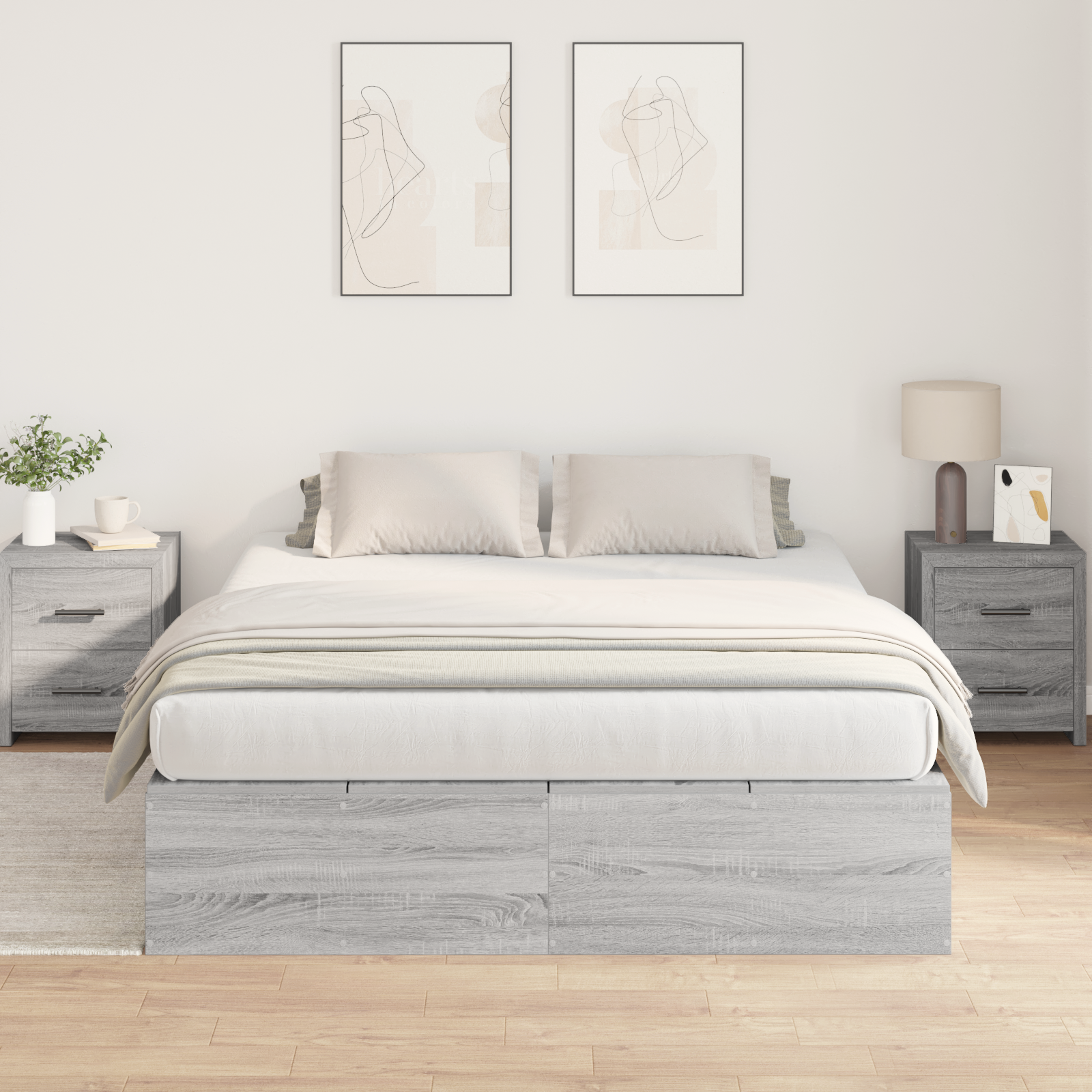 Storage Bed Frame Grey Sonoma 160x200 cm - Image 5
