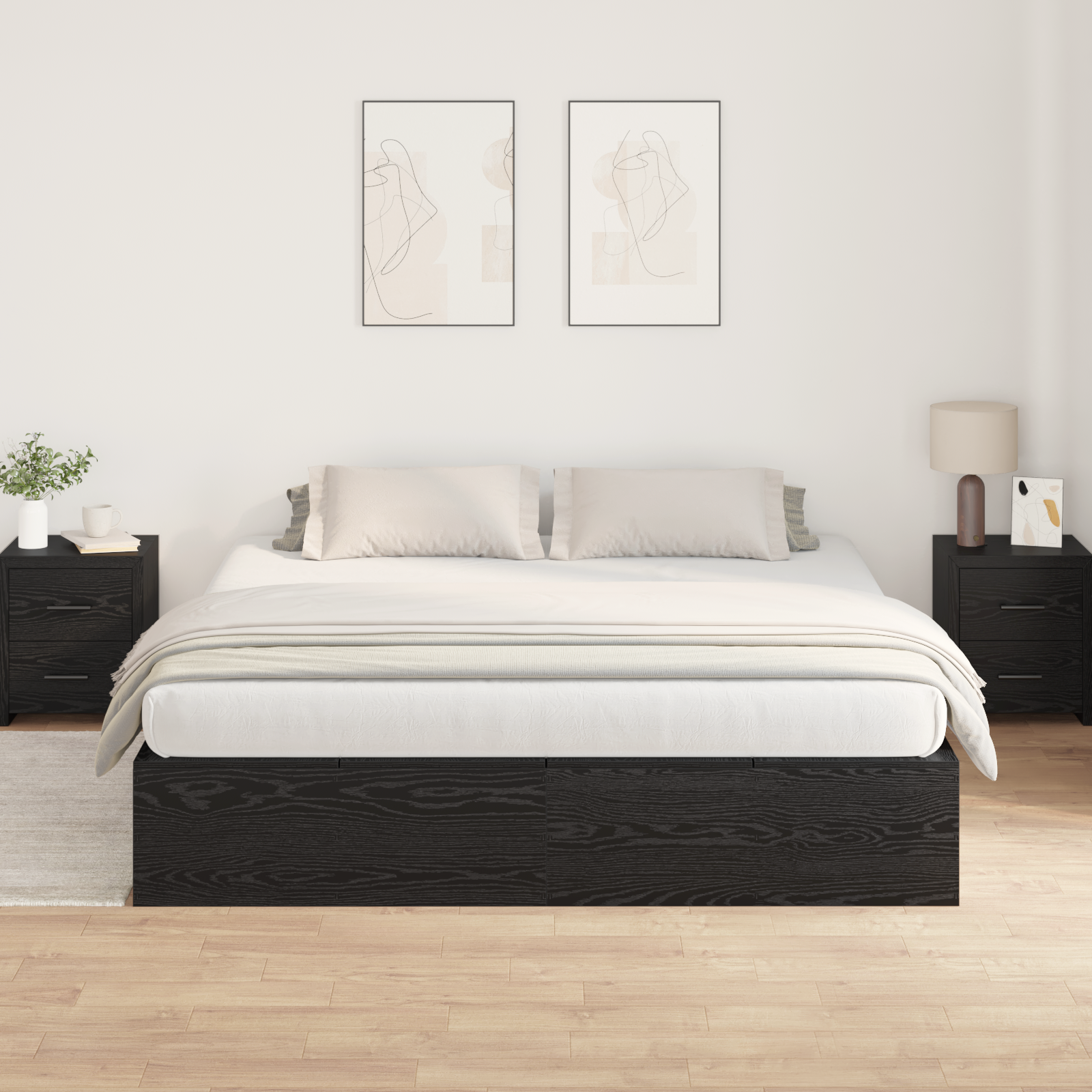 Storage Bed Frame Black Oak 180x200 cm - Image 5