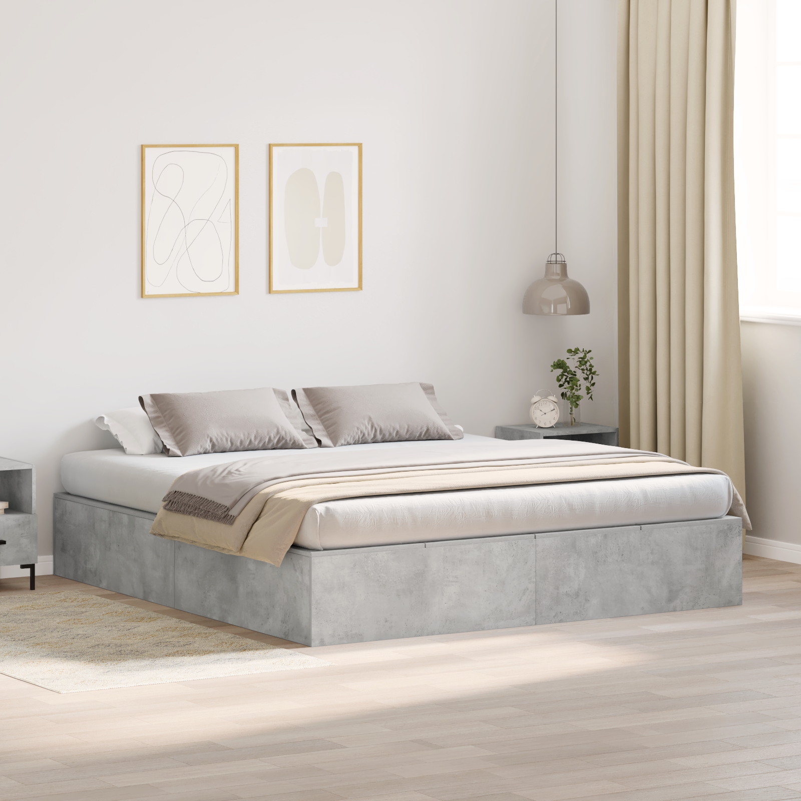 Storage Bed Frame Concrete Grey 180x200 cm