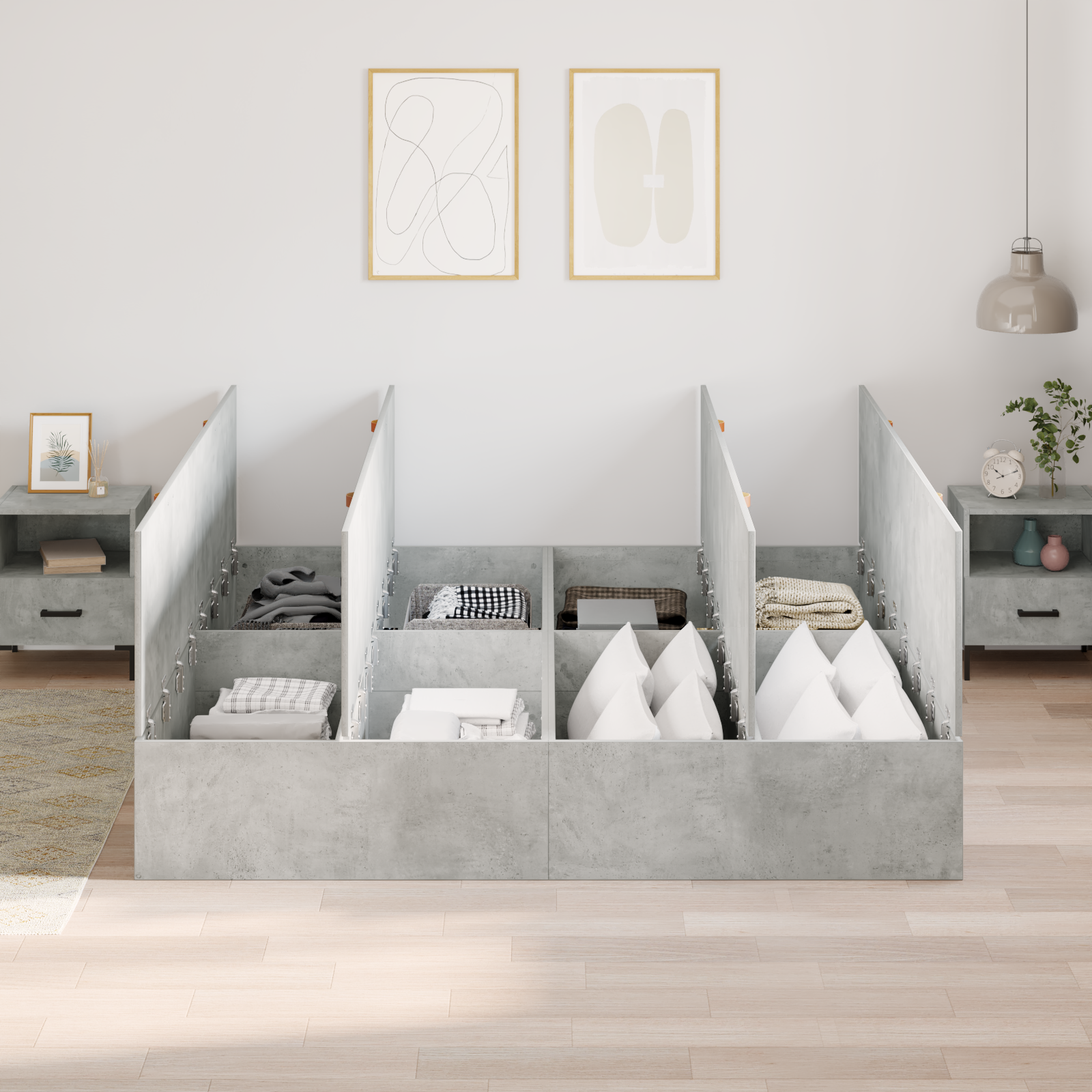 Storage Bed Frame Concrete Grey 180x200 cm - Image 4