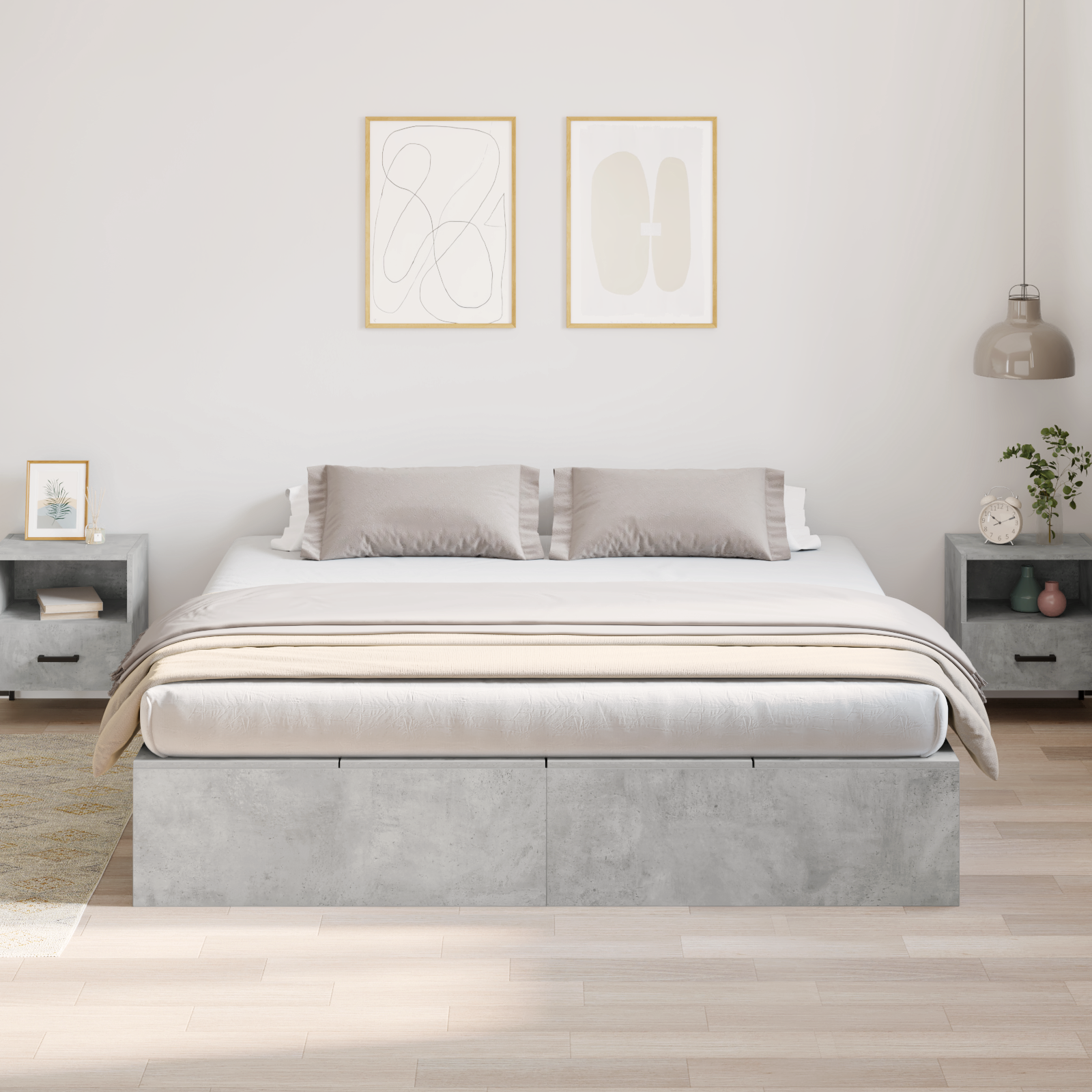 Storage Bed Frame Concrete Grey 180x200 cm - Image 5