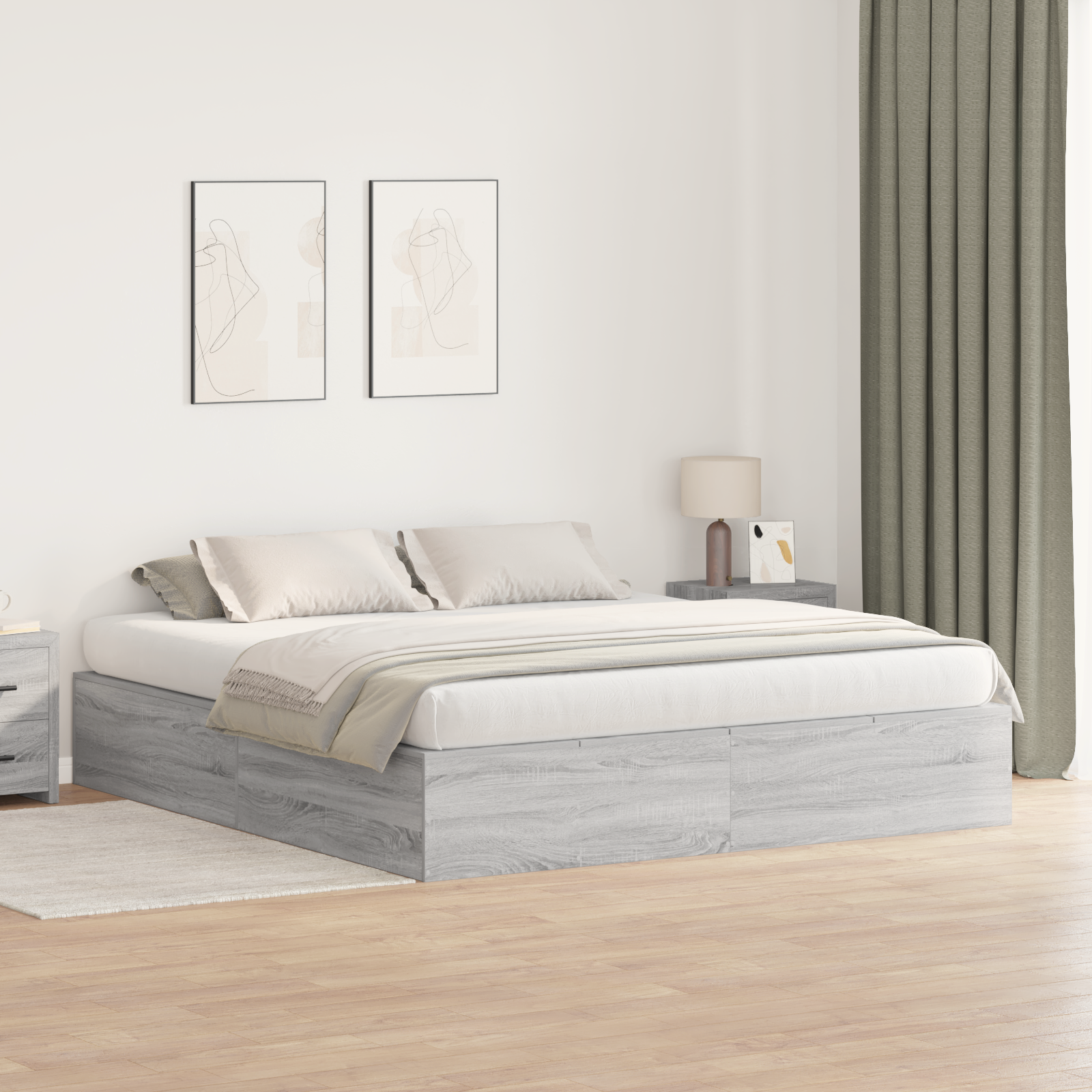 Storage Bed Frame Grey Sonoma 180x200 cm