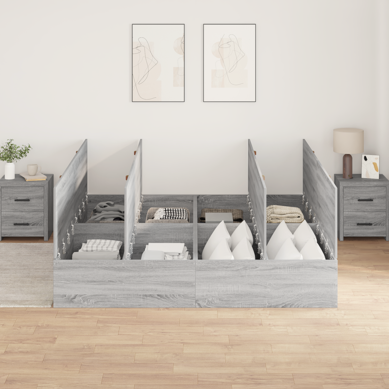 Storage Bed Frame Grey Sonoma 180x200 cm - Image 4