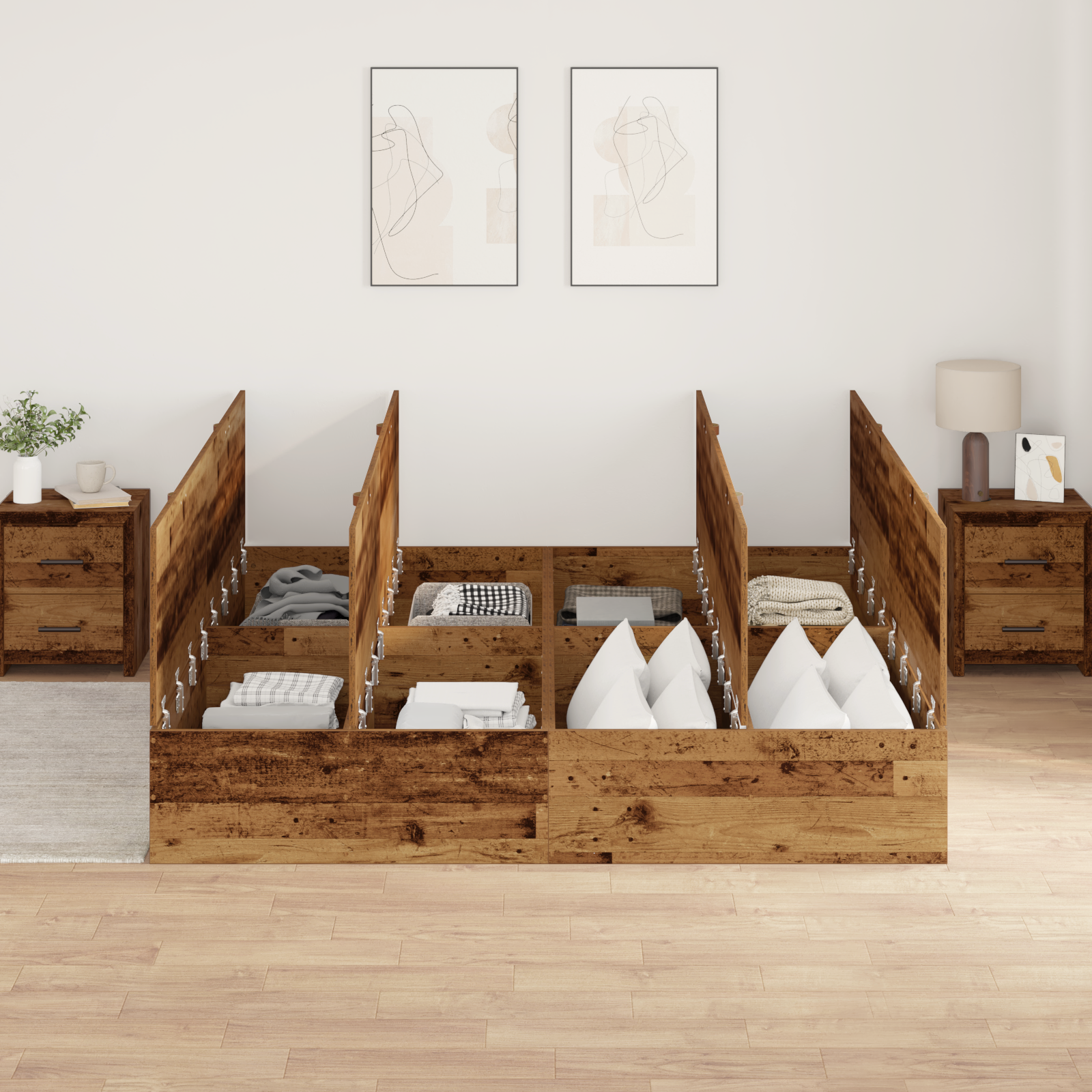 Storage Bed Frame Old Wood 180x200 cm Engineered Wood - Image 4