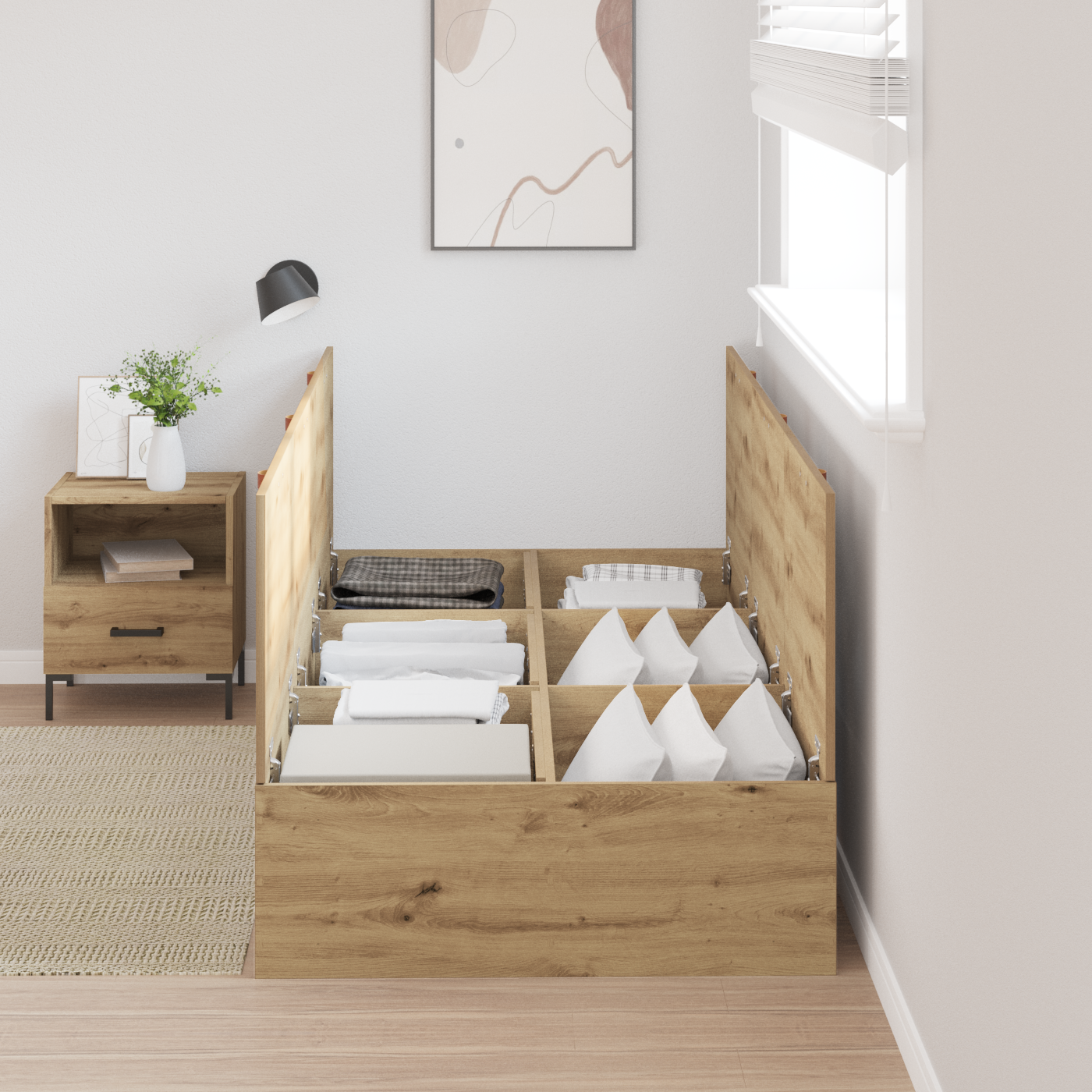 Storage Bed Frame Artisan Oak 90x190 cm - Image 4