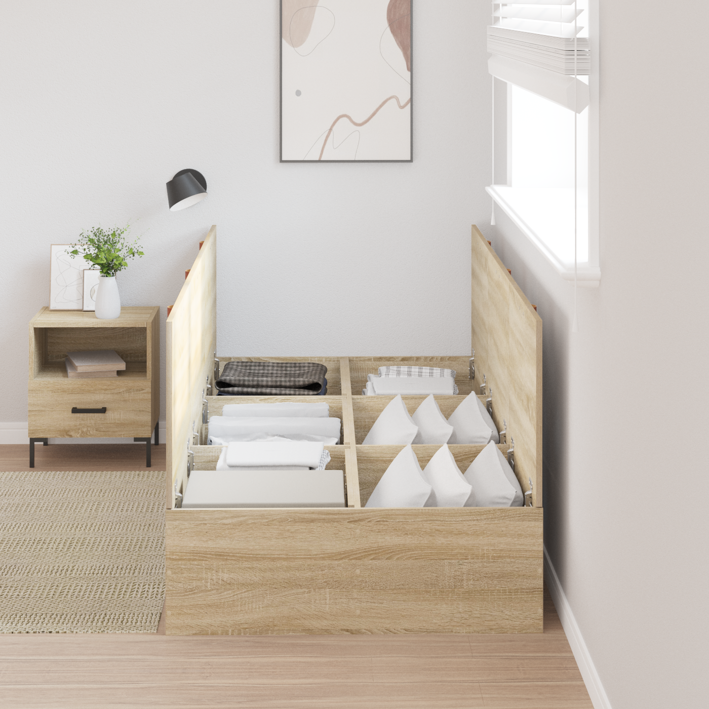 Storage Bed Frame Sonoma Oak 75x190 cm Engineered Wood - Image 4