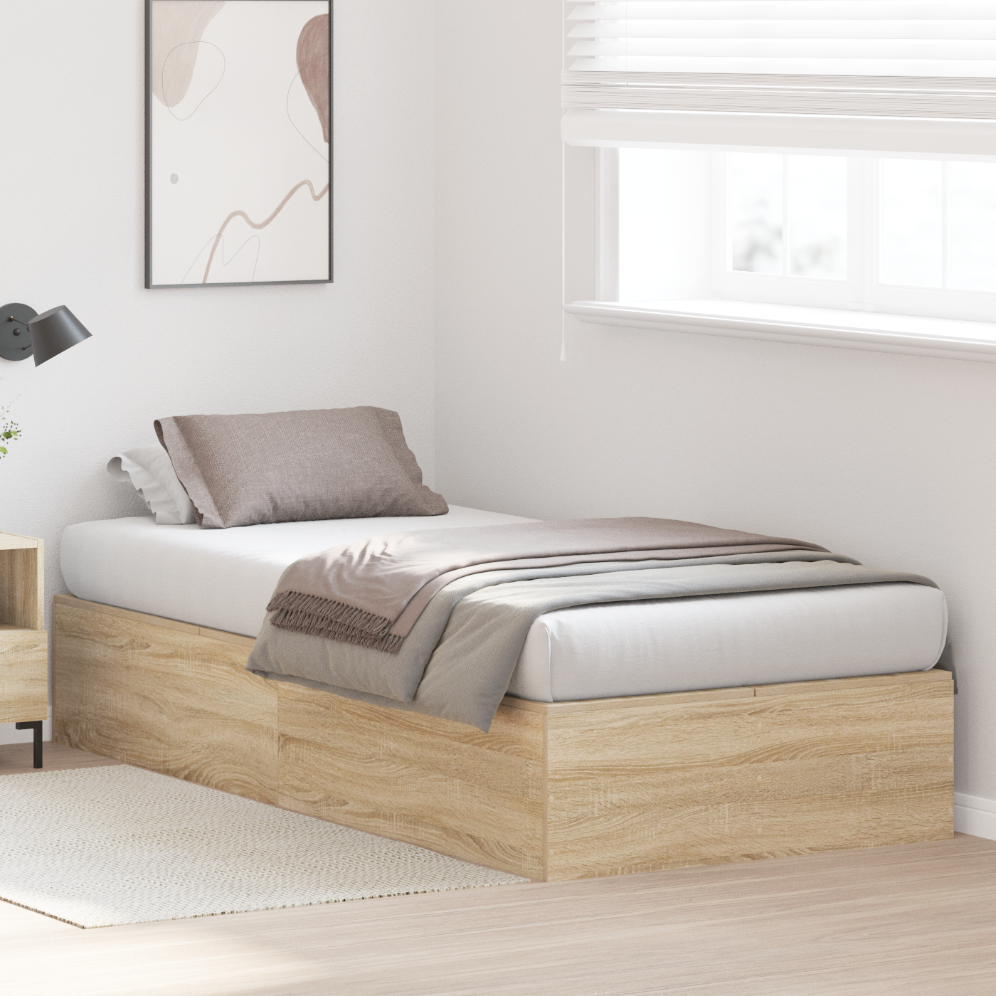 Storage Bed Frame Sonoma Oak 75x190 cm Engineered Wood - Image 5