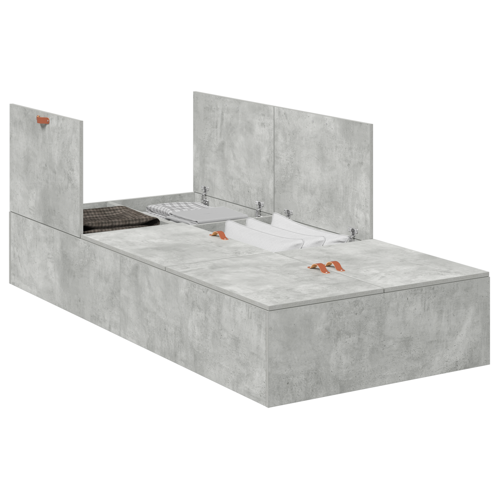 Storage Bed Frame Concrete Grey 75x190 cm Engineered Wood - Image 2