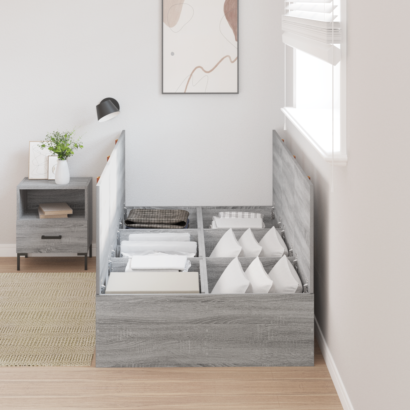 Storage Bed Frame Grey Sonoma 75x190 cm - Image 4