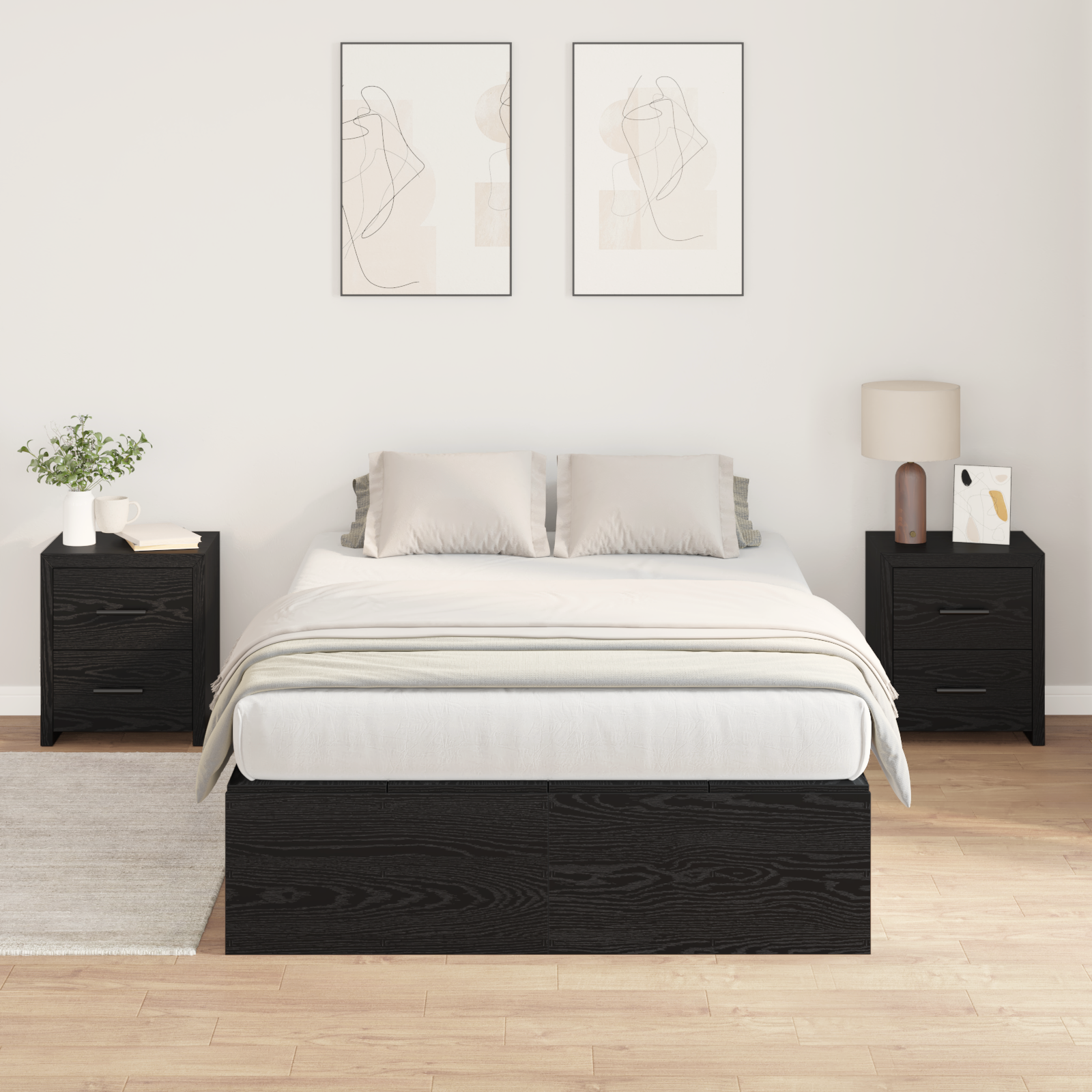 Storage Bed Frame Black Oak 120x190 cm - Image 5