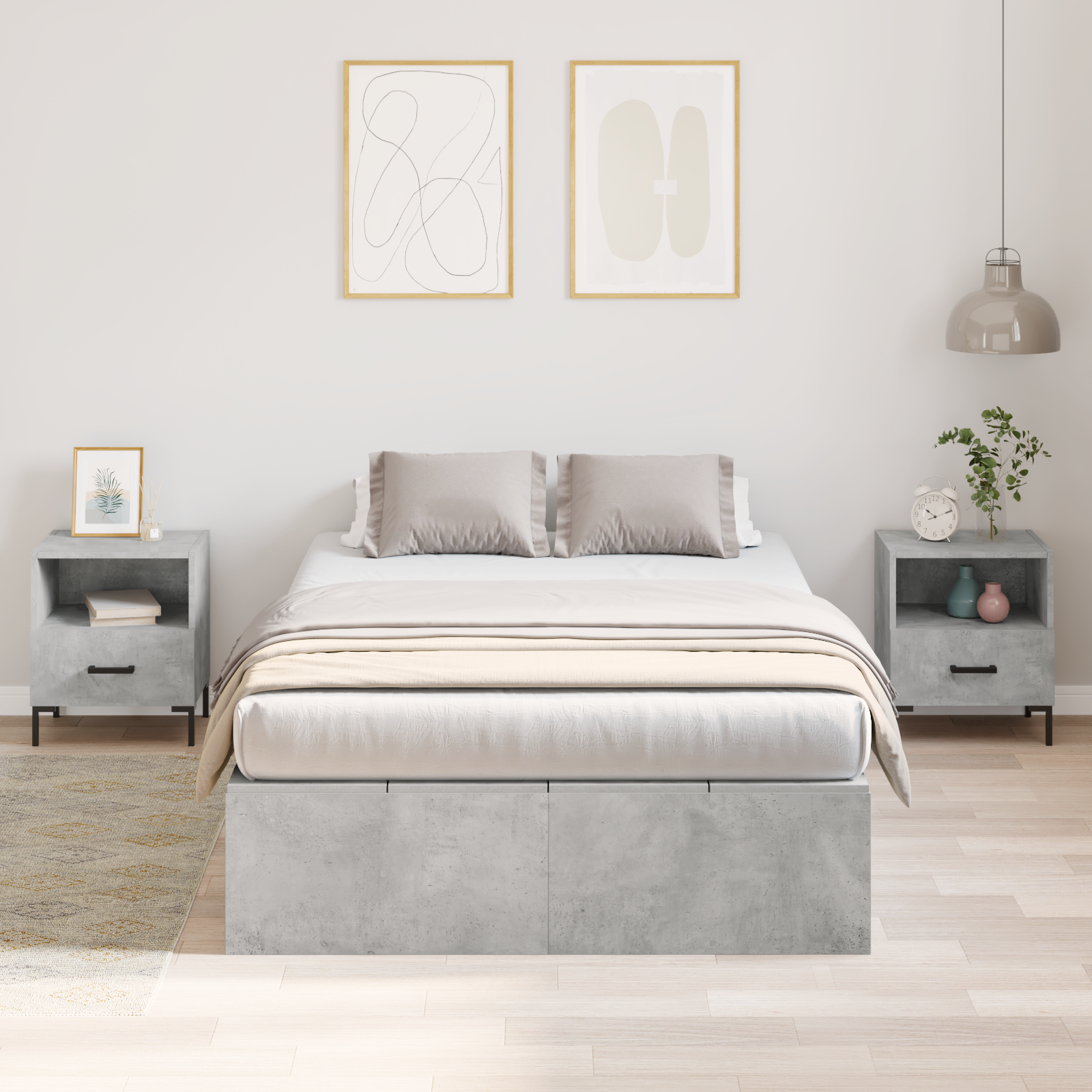Storage Bed Frame Concrete Grey 120x190 cm - Image 5