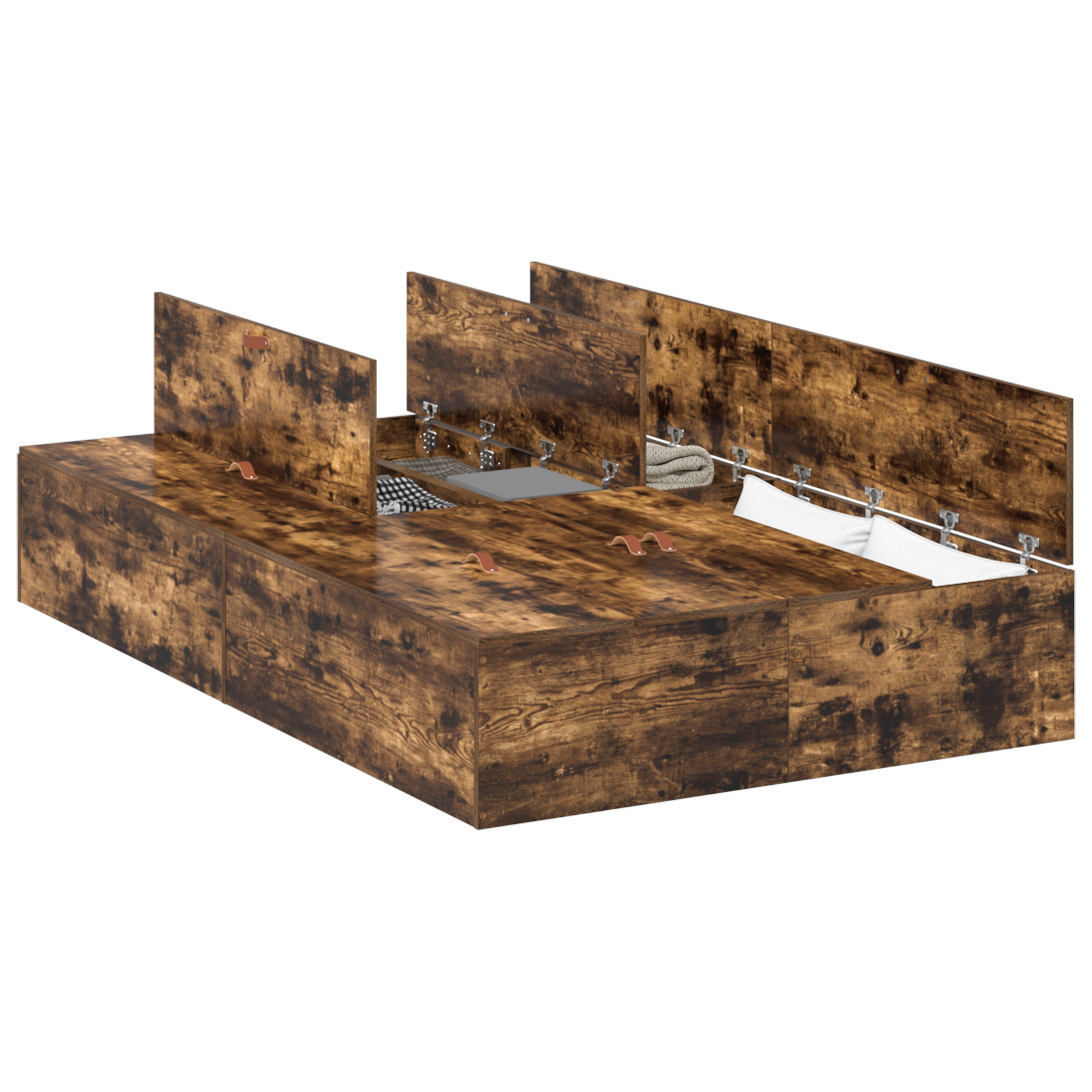 Storage Bed Frame Smoked Oak 120x190 cm - Image 2