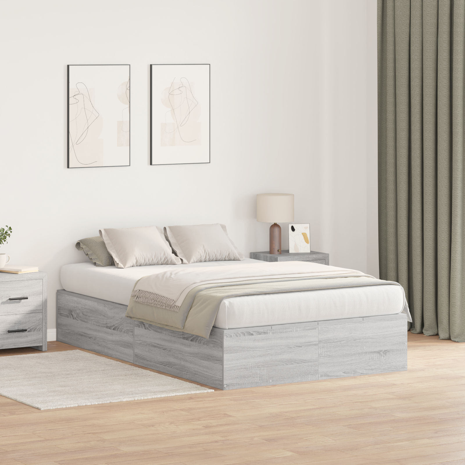 Storage Bed Frame Grey Sonoma 120x190 cm