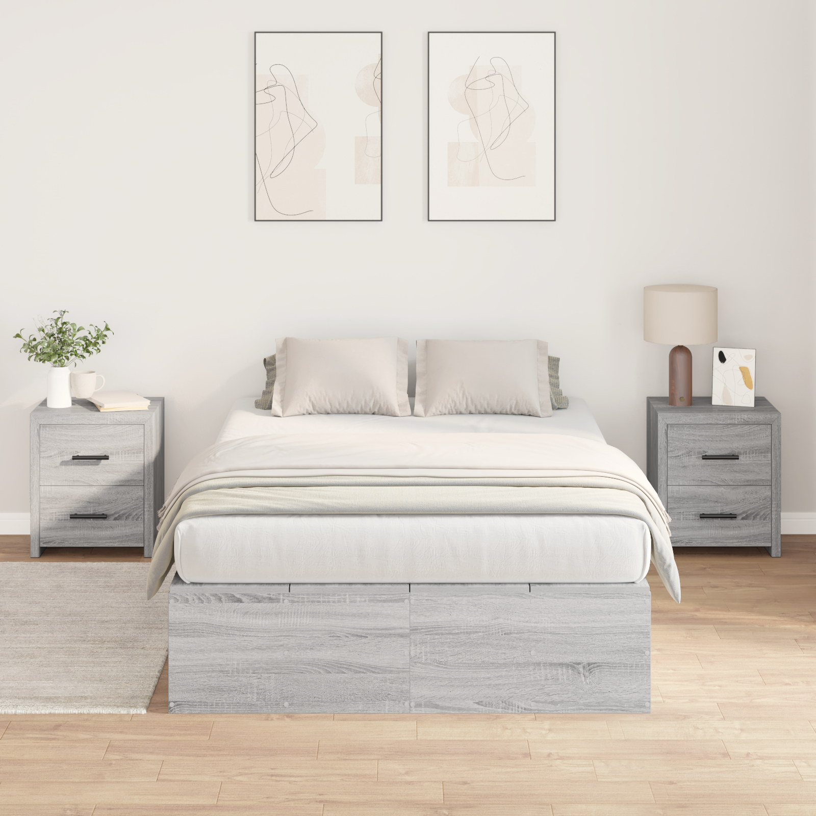 Storage Bed Frame Grey Sonoma 120x190 cm - Image 5