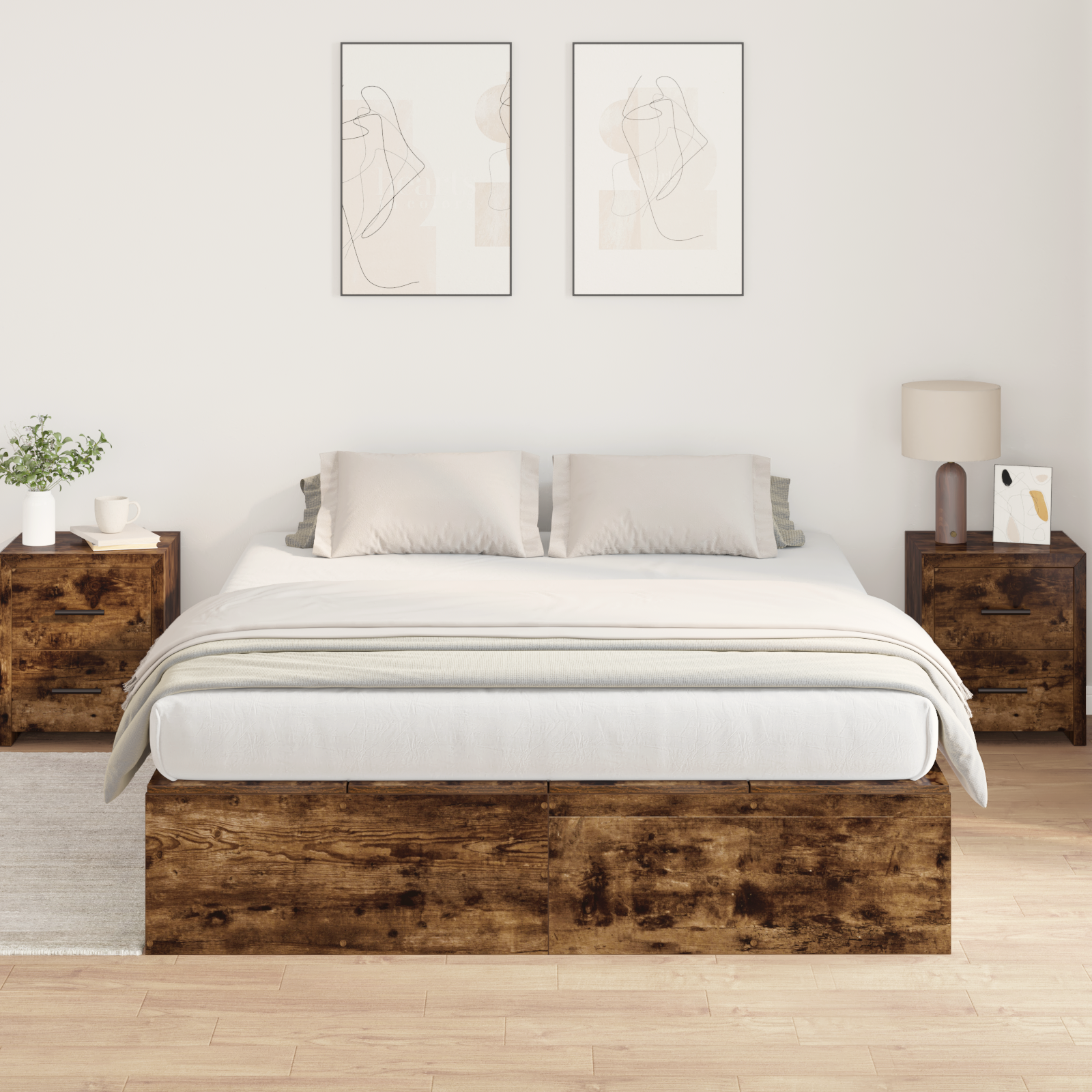 Storage Bed Frame Smoked Oak 135x190 cm - Image 5