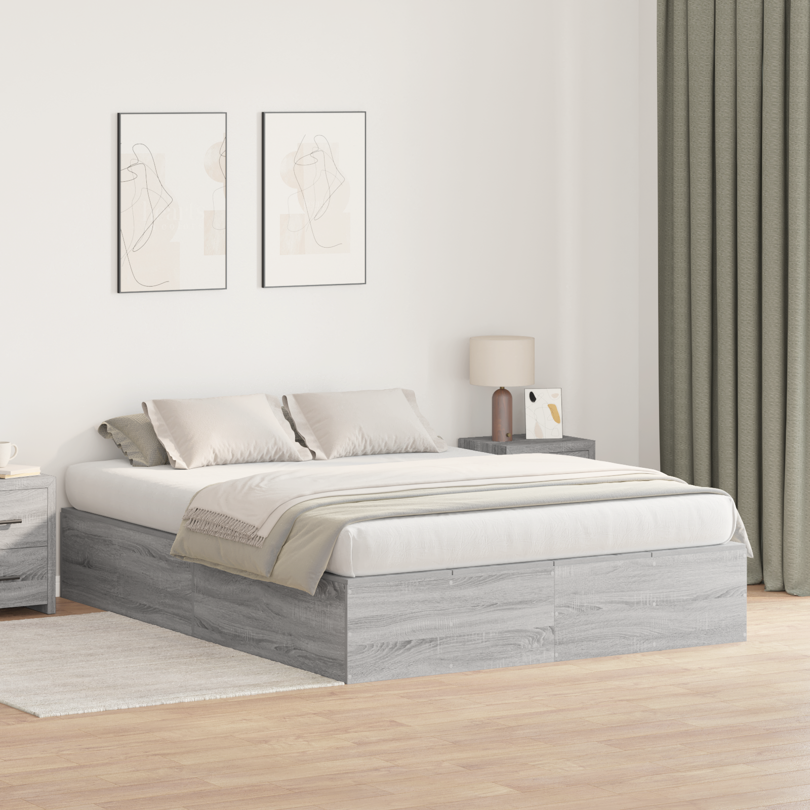 Storage Bed Frame Grey Sonoma 135x190 cm