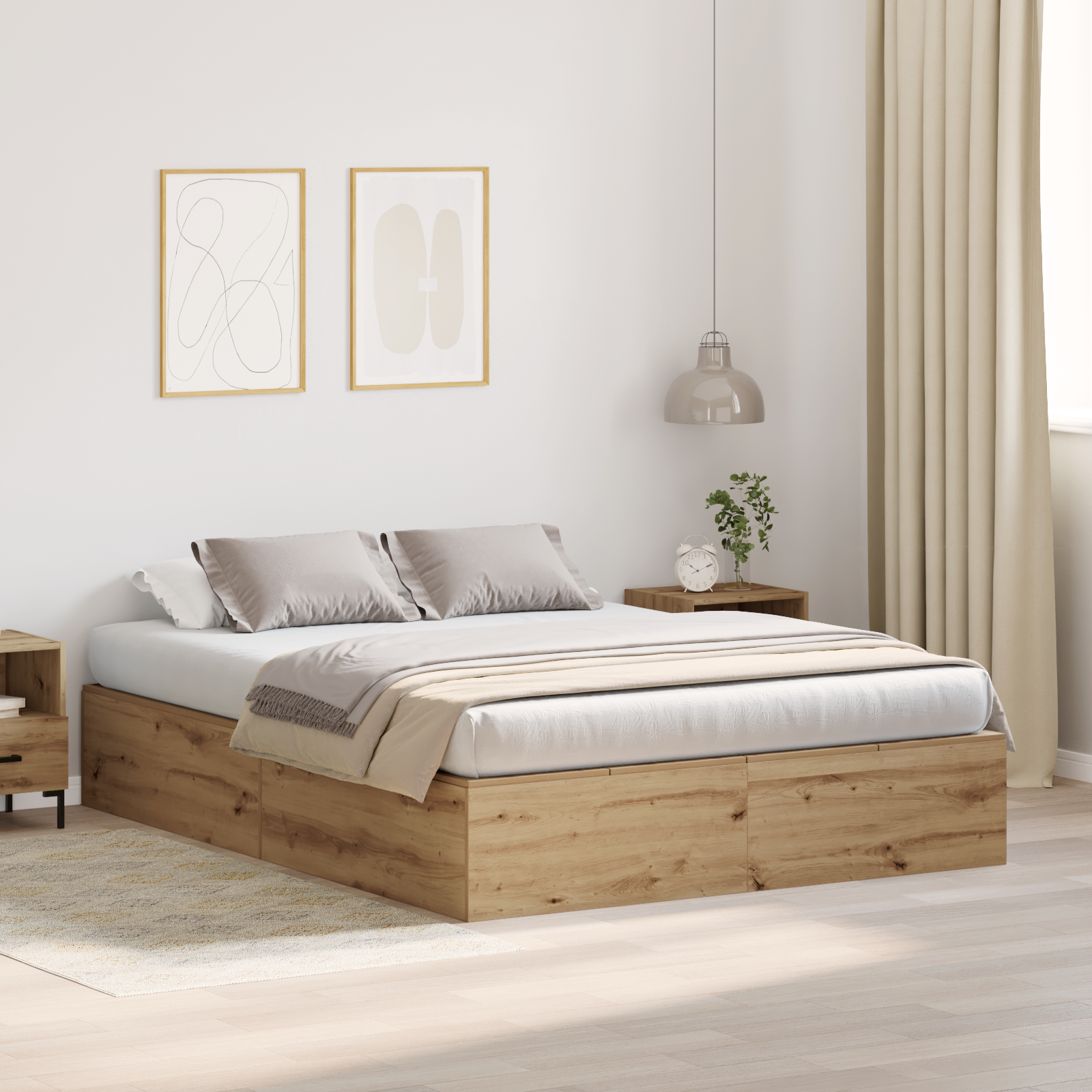 Storage Bed Frame Artisan Oak 135x190 cm