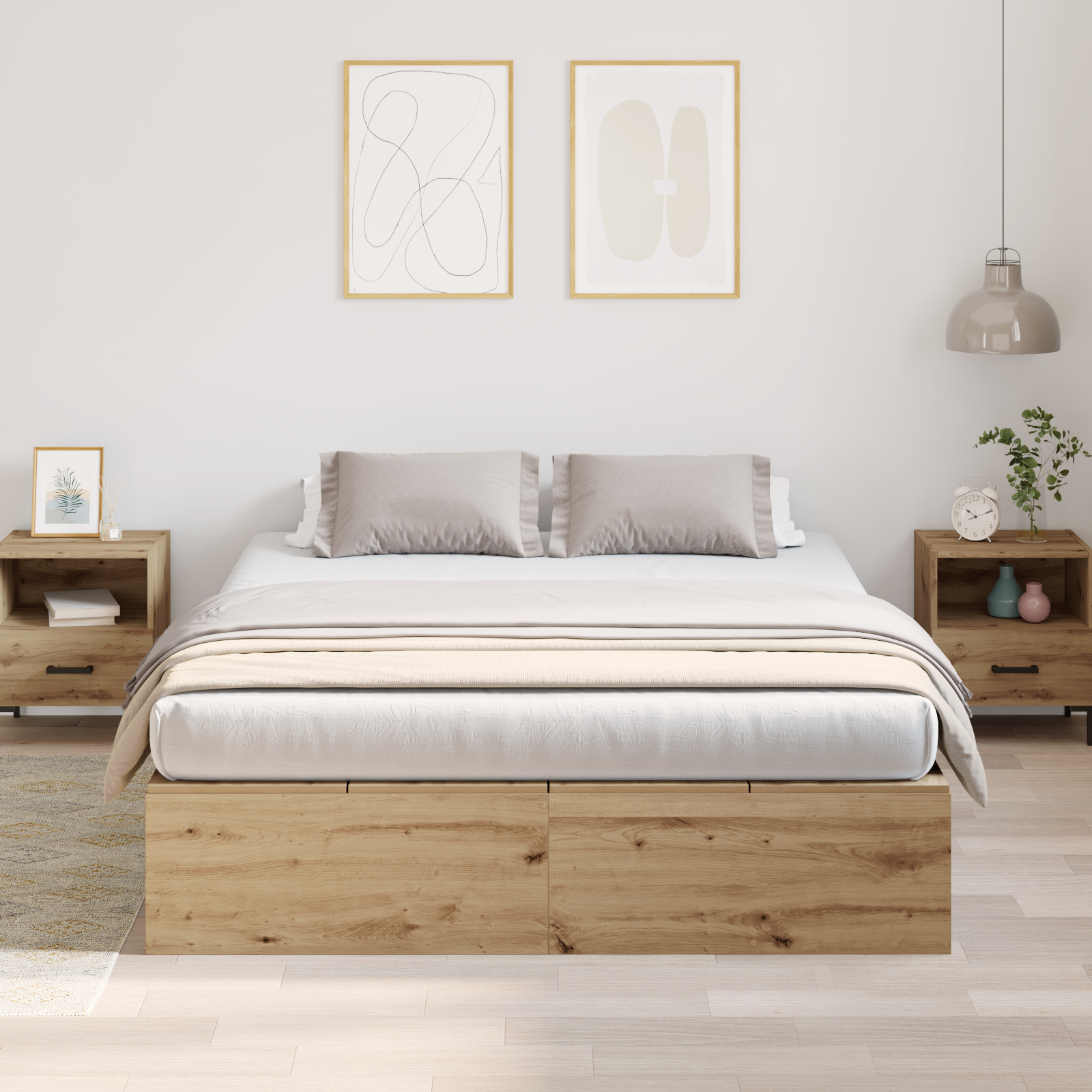 Storage Bed Frame Artisan Oak 135x190 cm - Image 5