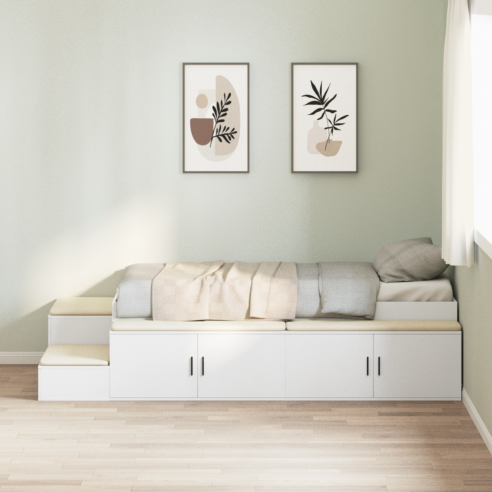 Gultas su saugojimo funkcija Baltas 100x200 cm