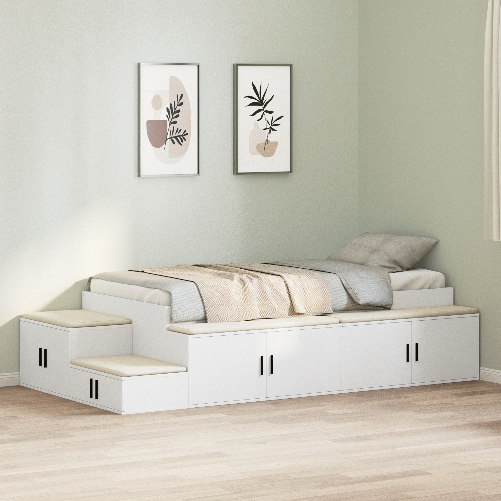 Storage Bed Frame White 100x200 cm - Image 4