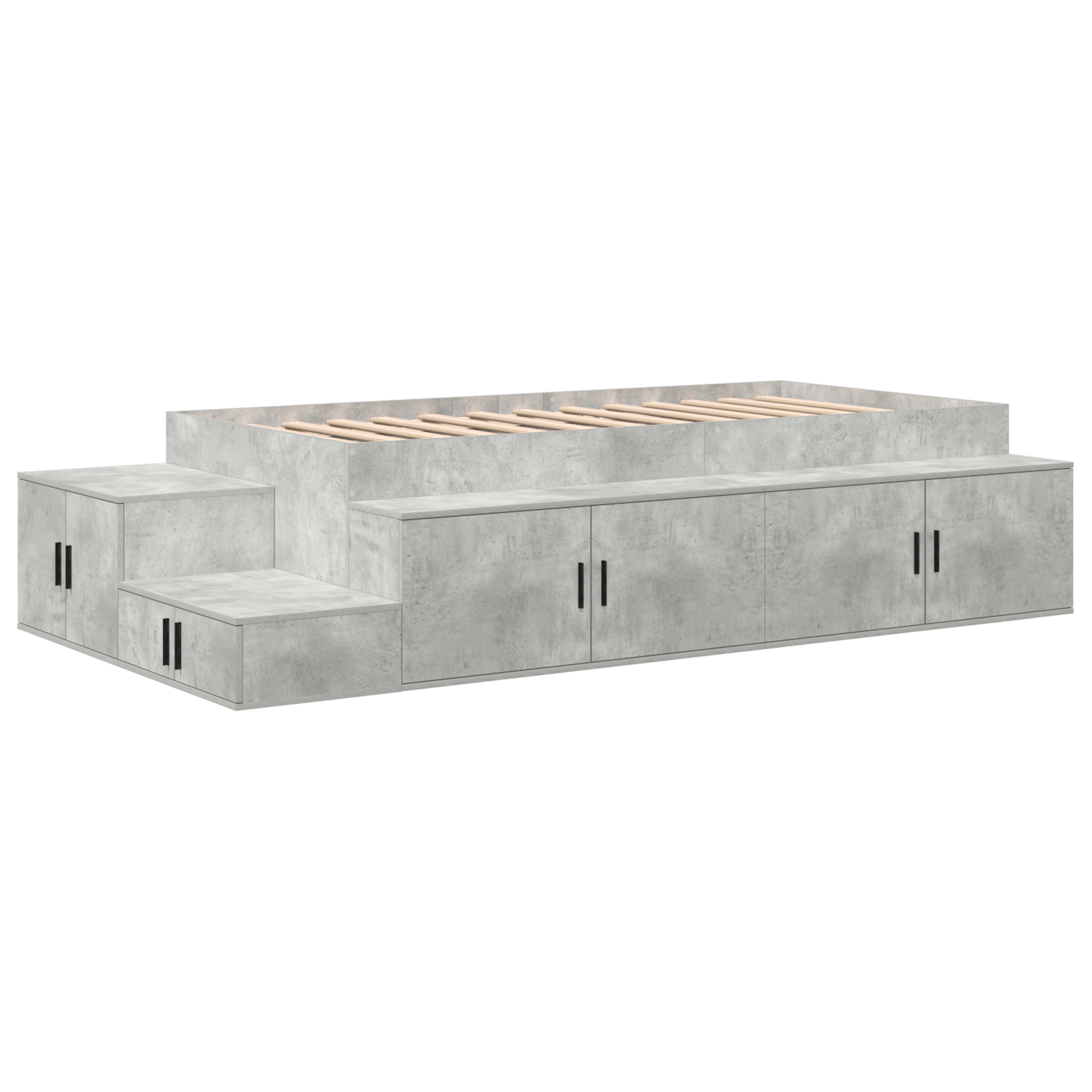 Storage Bed Frame Concrete Grey 100x200 cm - Image 3