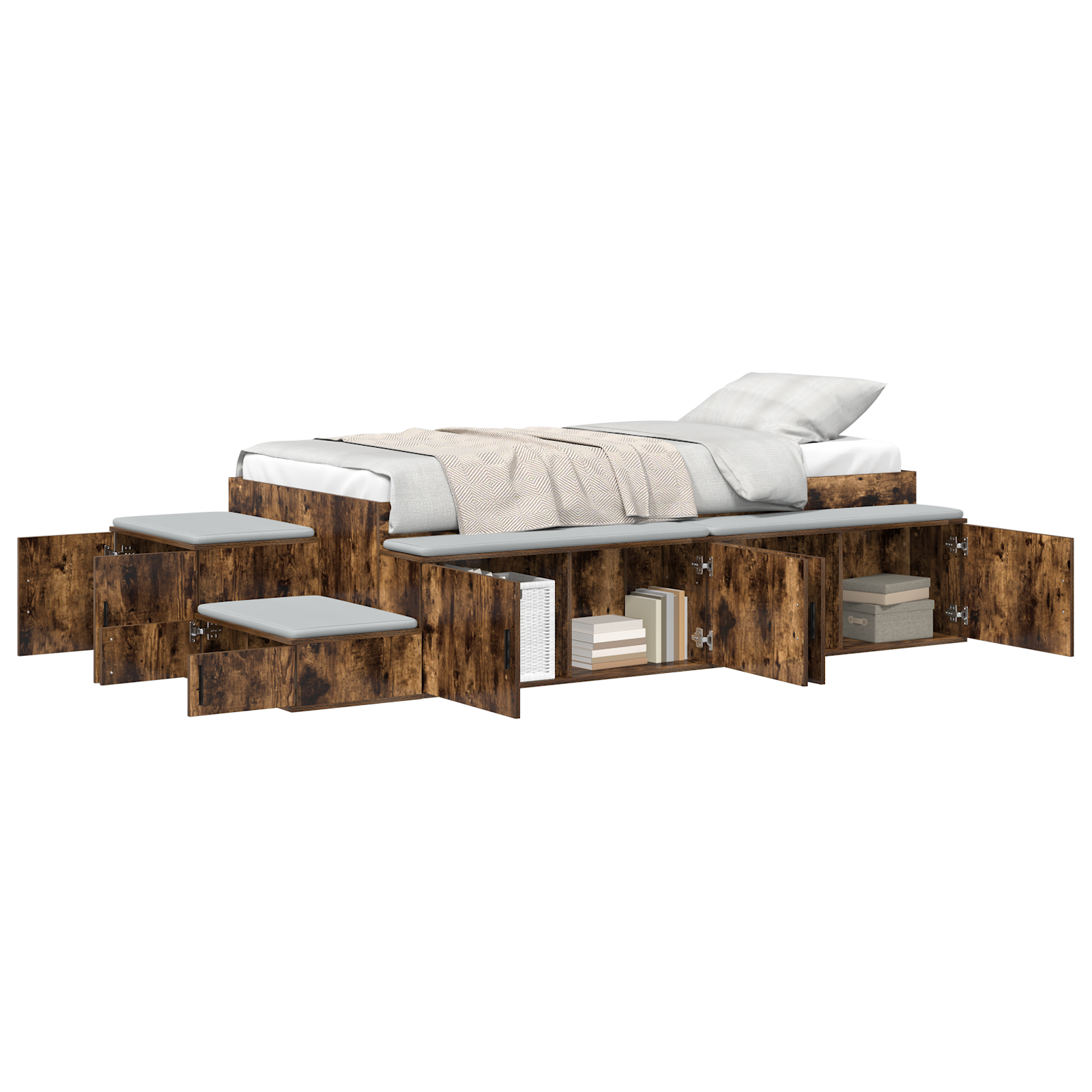 Storage Bed Frame Smoked Oak 100x200 cm - Image 2