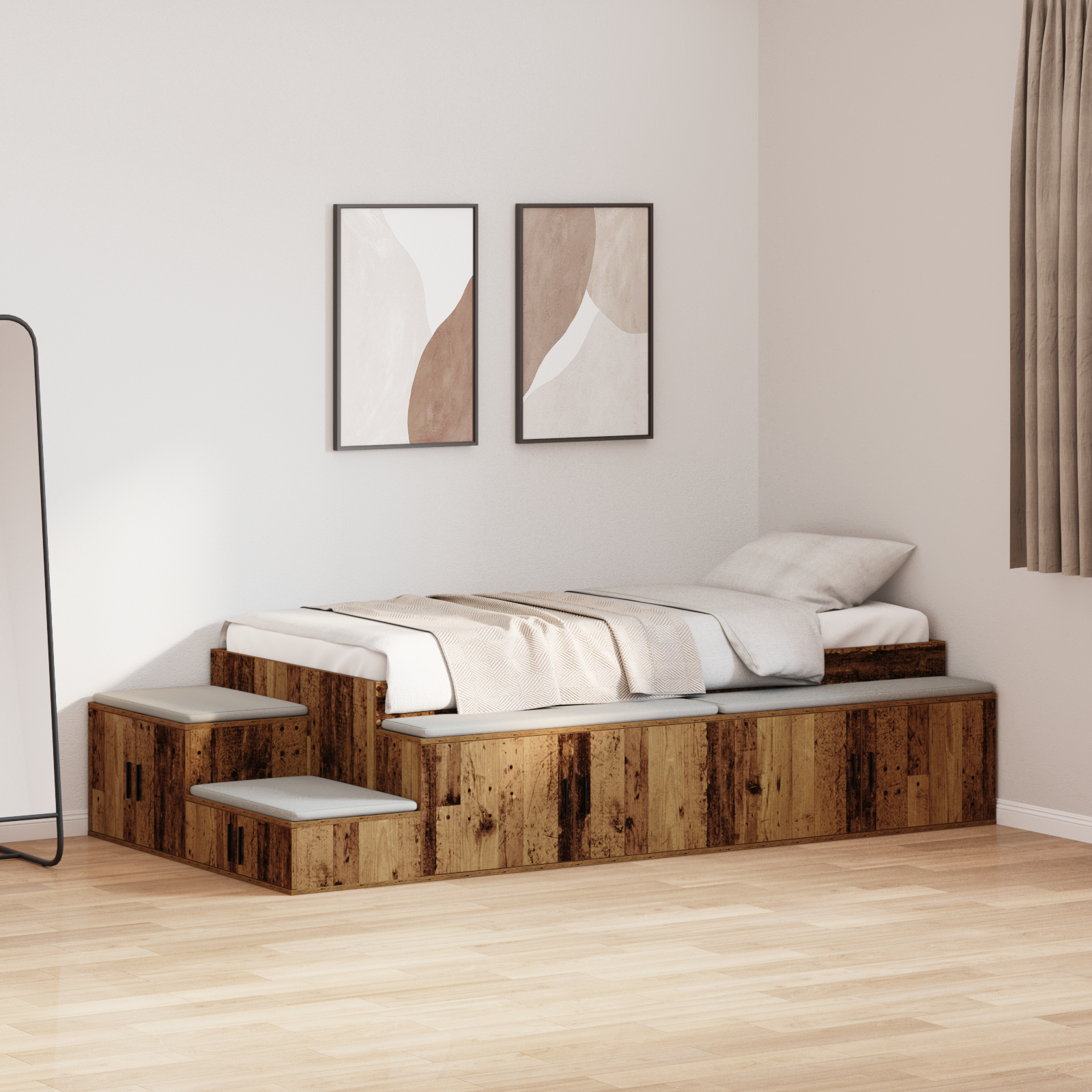 Storage Bed Frame Old Wood 100x200 cm - Image 4