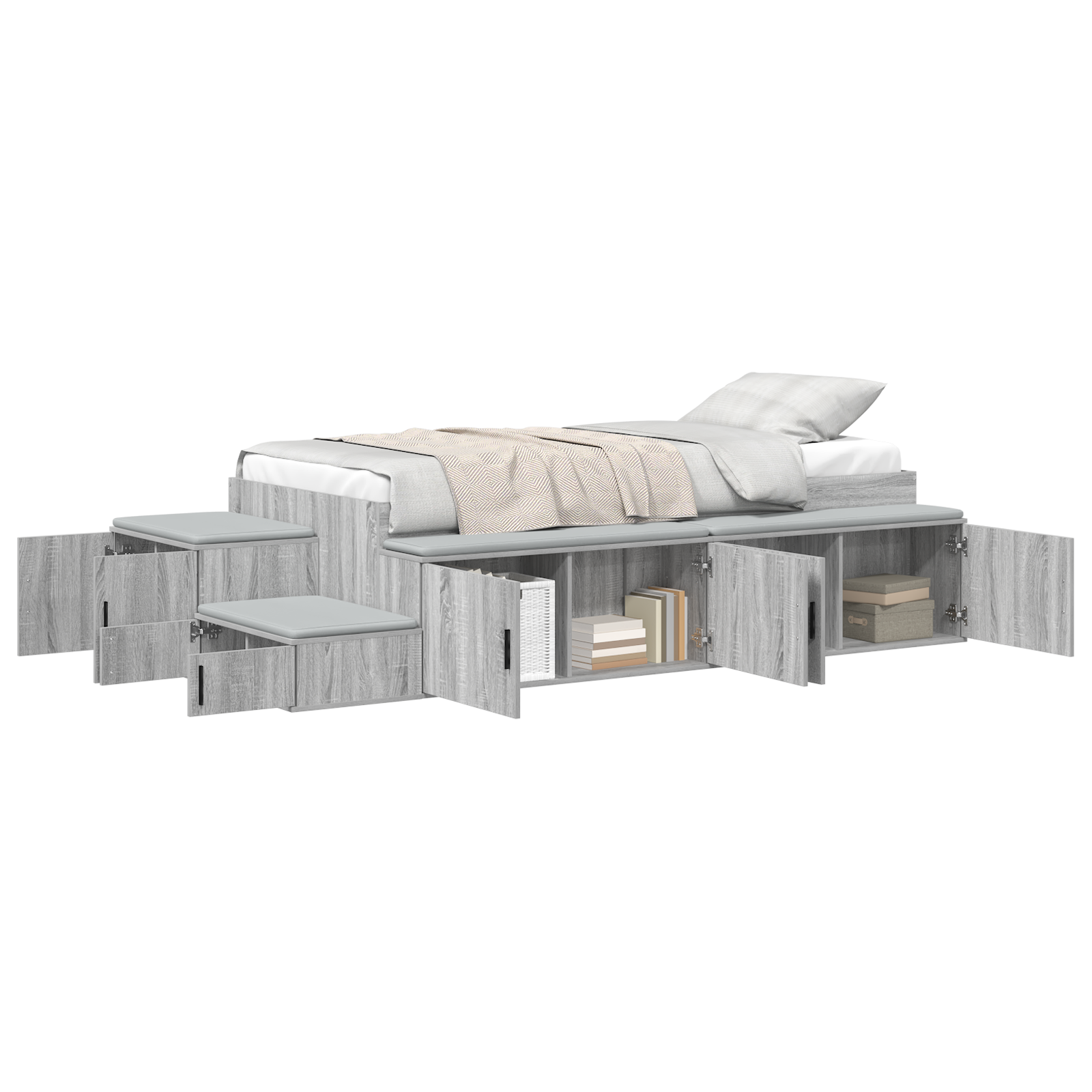 Storage Bed Frame Grey Sonoma 90x200 cm - Image 2