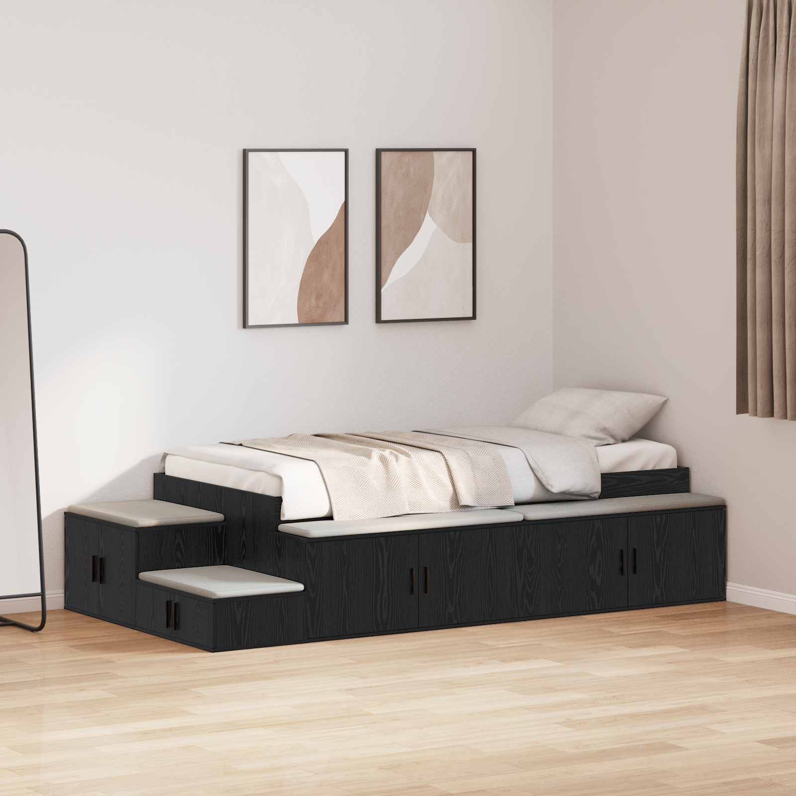 Storage Bed Frame Black Oak 80x200 cm - Image 4