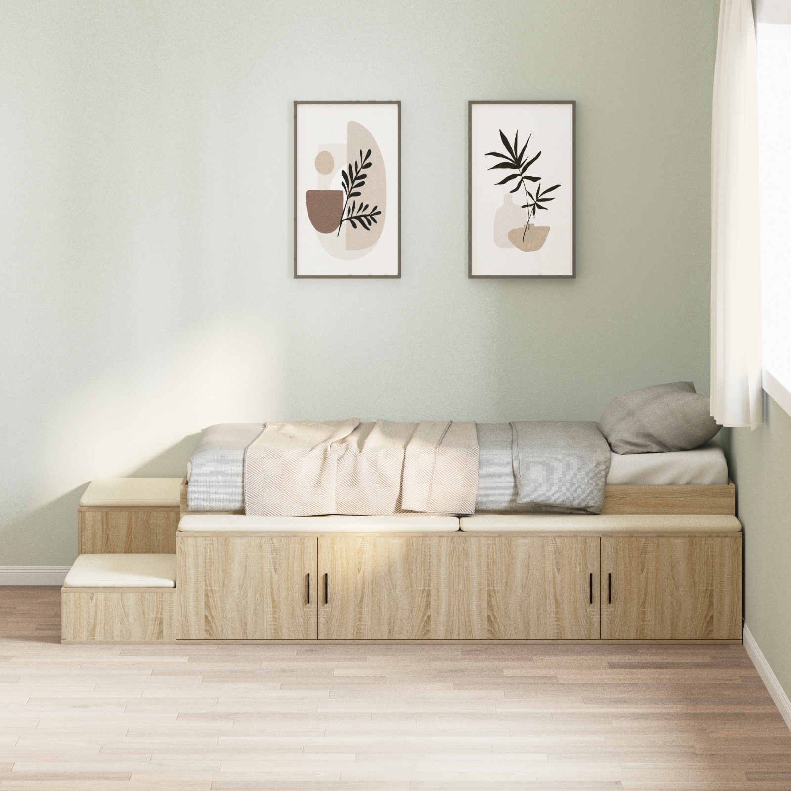 Thumbnail - vidaXL Aufbewahrungsbettgestell Sonoma Eiche 75x190 cm