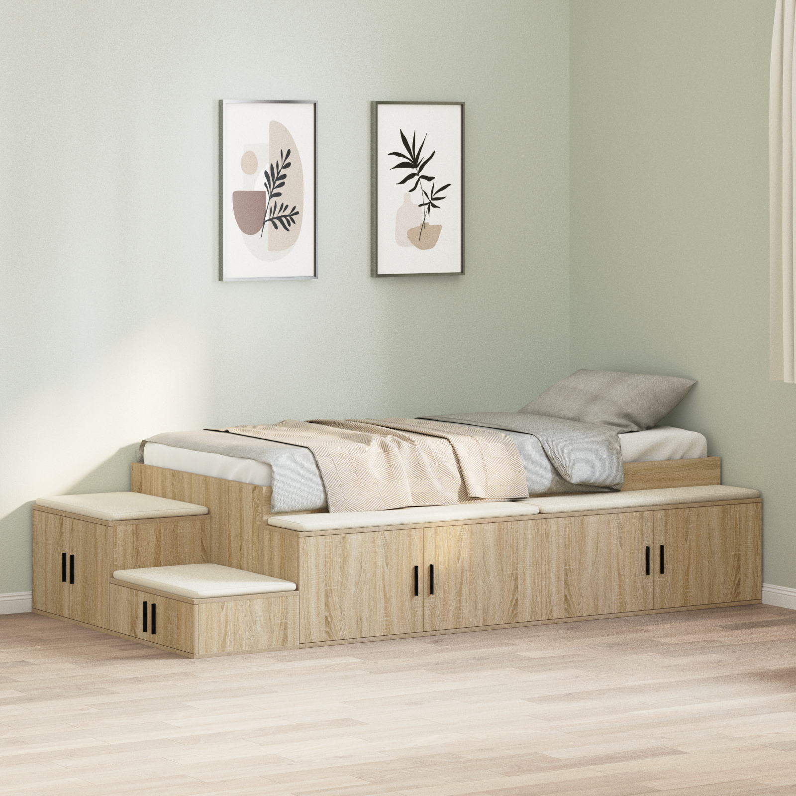 Storage Bed Frame Sonoma Oak 75x190 cm - Image 4