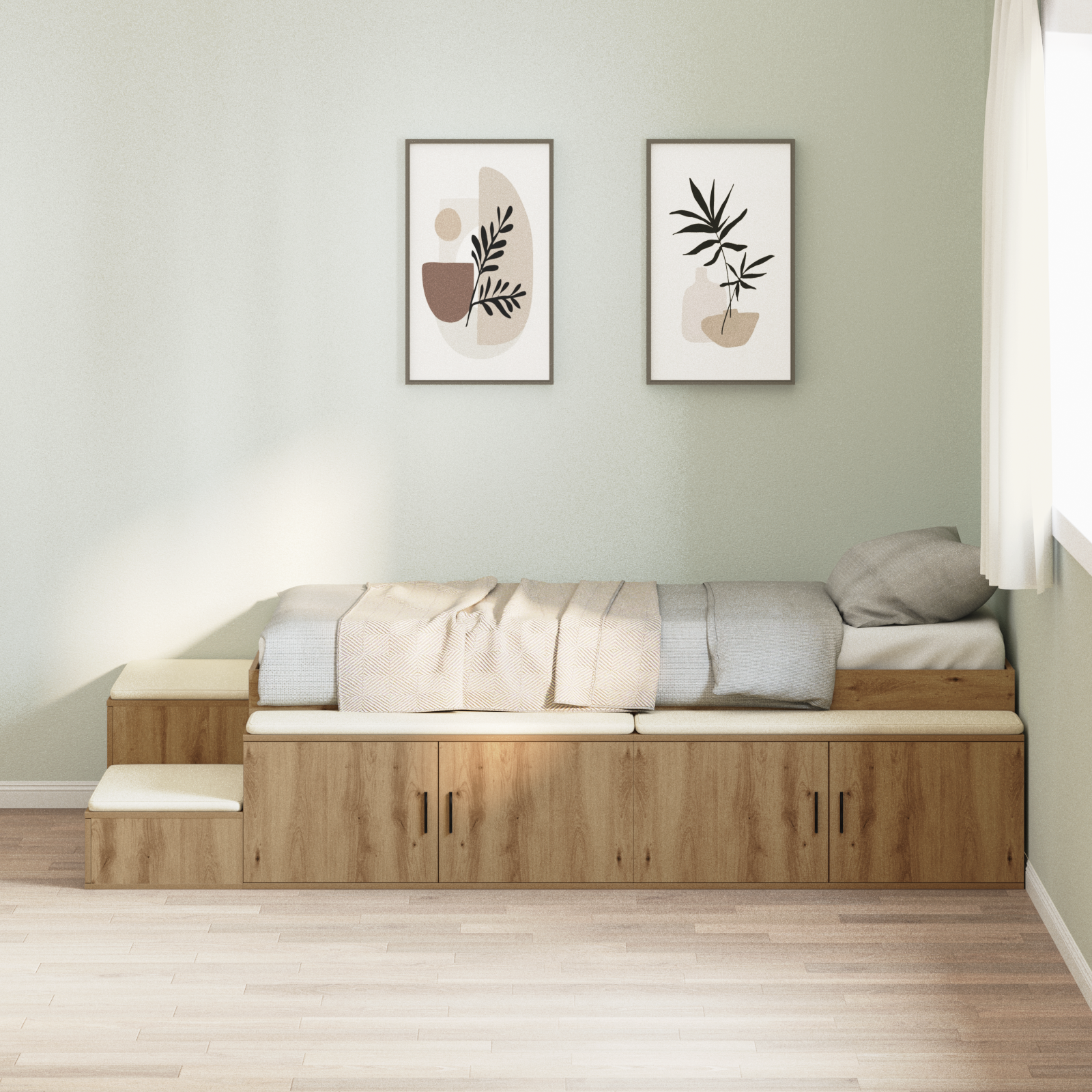 Storage Bed Frame Artisan Oak 75x190 cm - Image 4