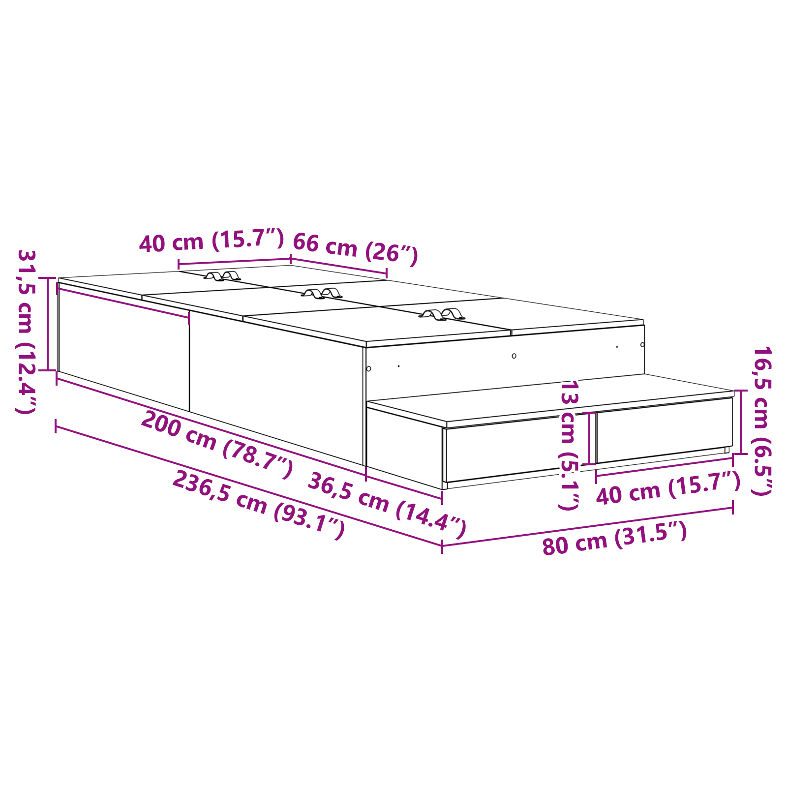 Storage Bed Frame White 80x200 cm - Image 9
