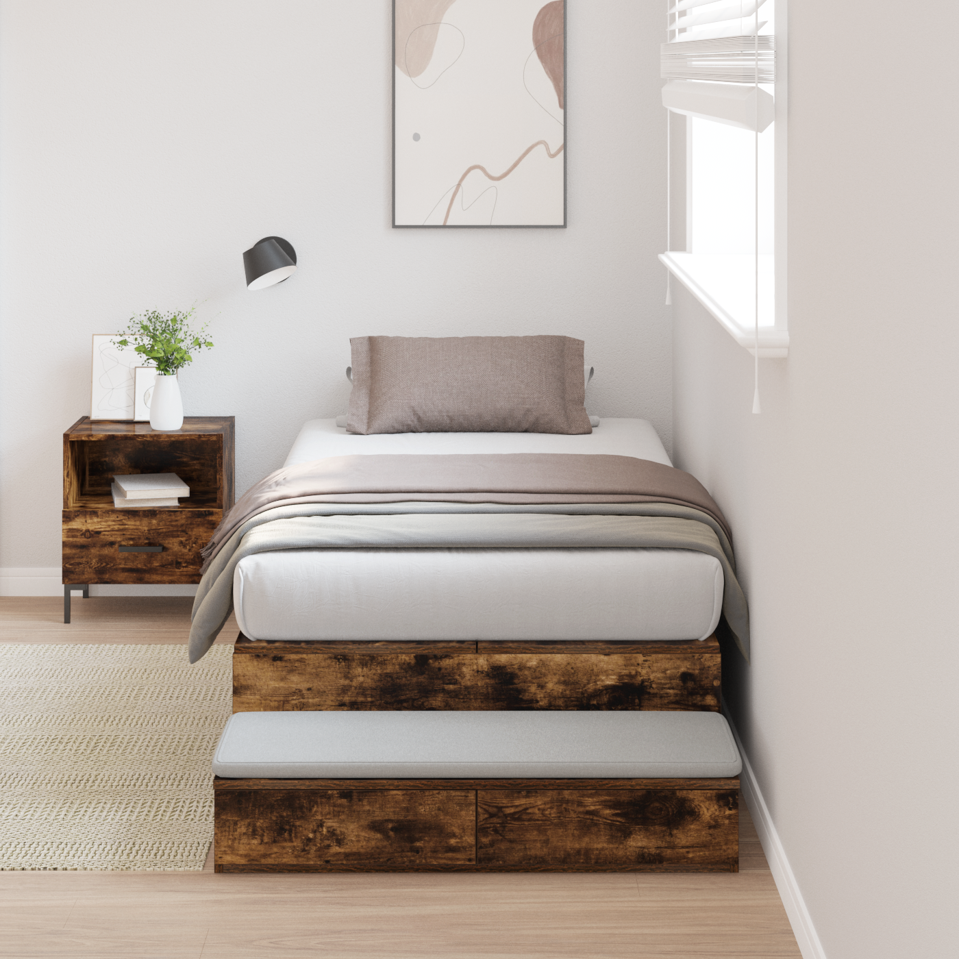 Storage Bed Frame Smoked Oak 80x200 cm