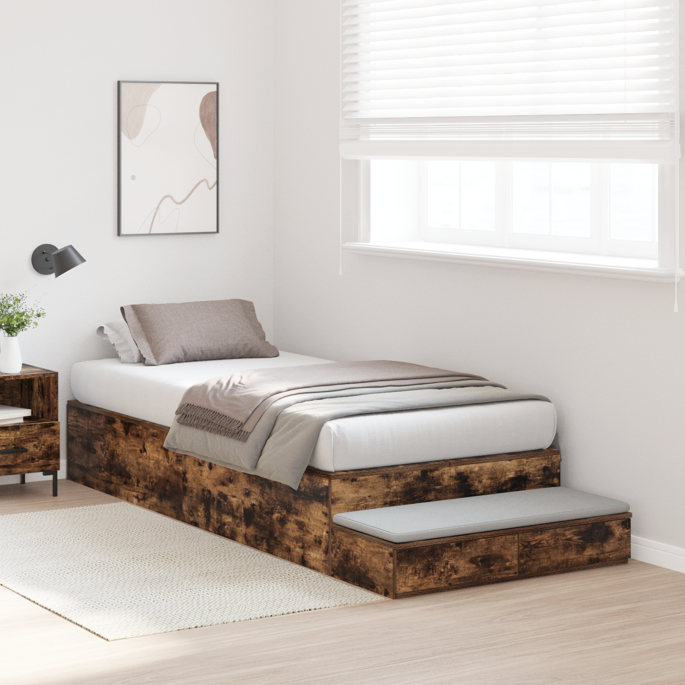Storage Bed Frame Smoked Oak 80x200 cm - Image 5