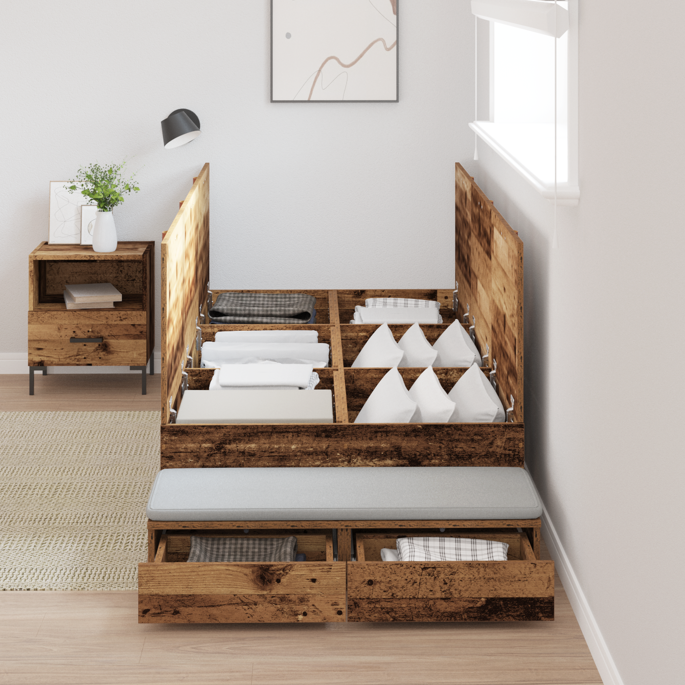 Storage Bed Frame Old Wood 80x200 cm - Image 4