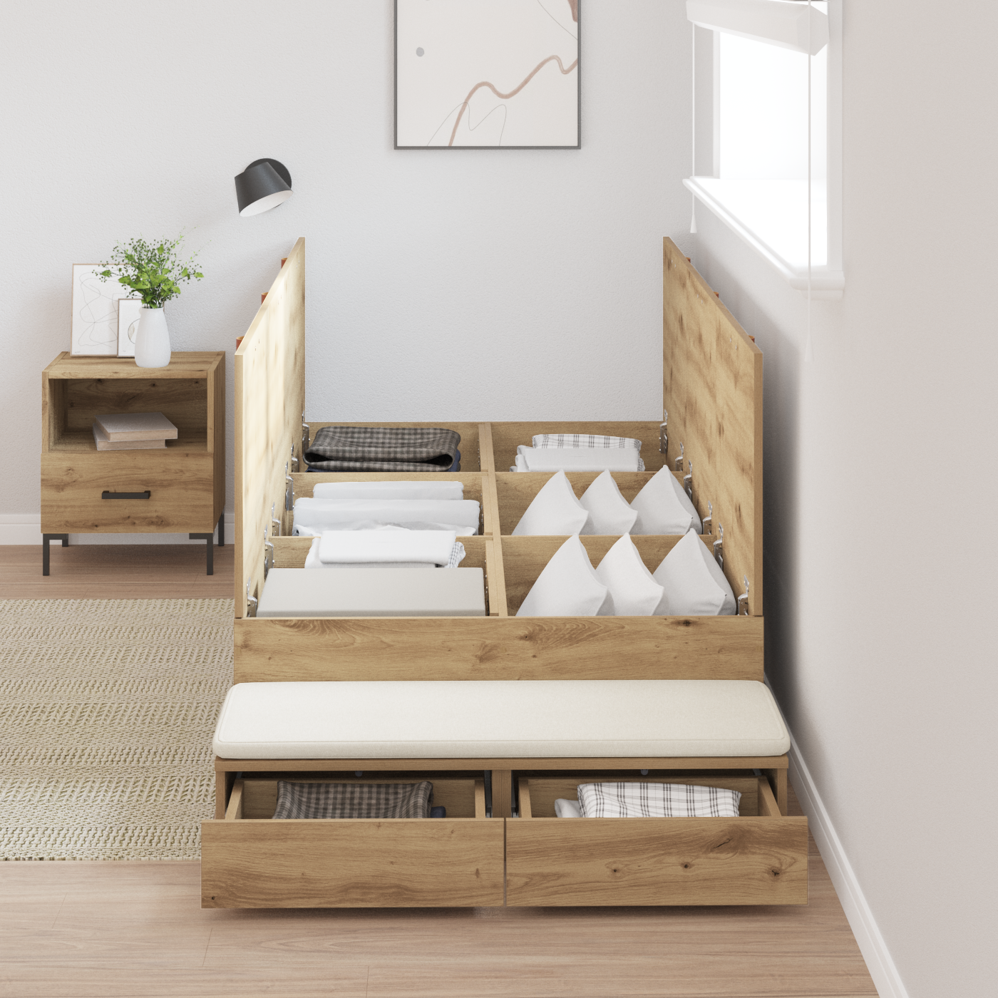 Storage Bed Frame Artisan Oak 80x200 cm - Image 4