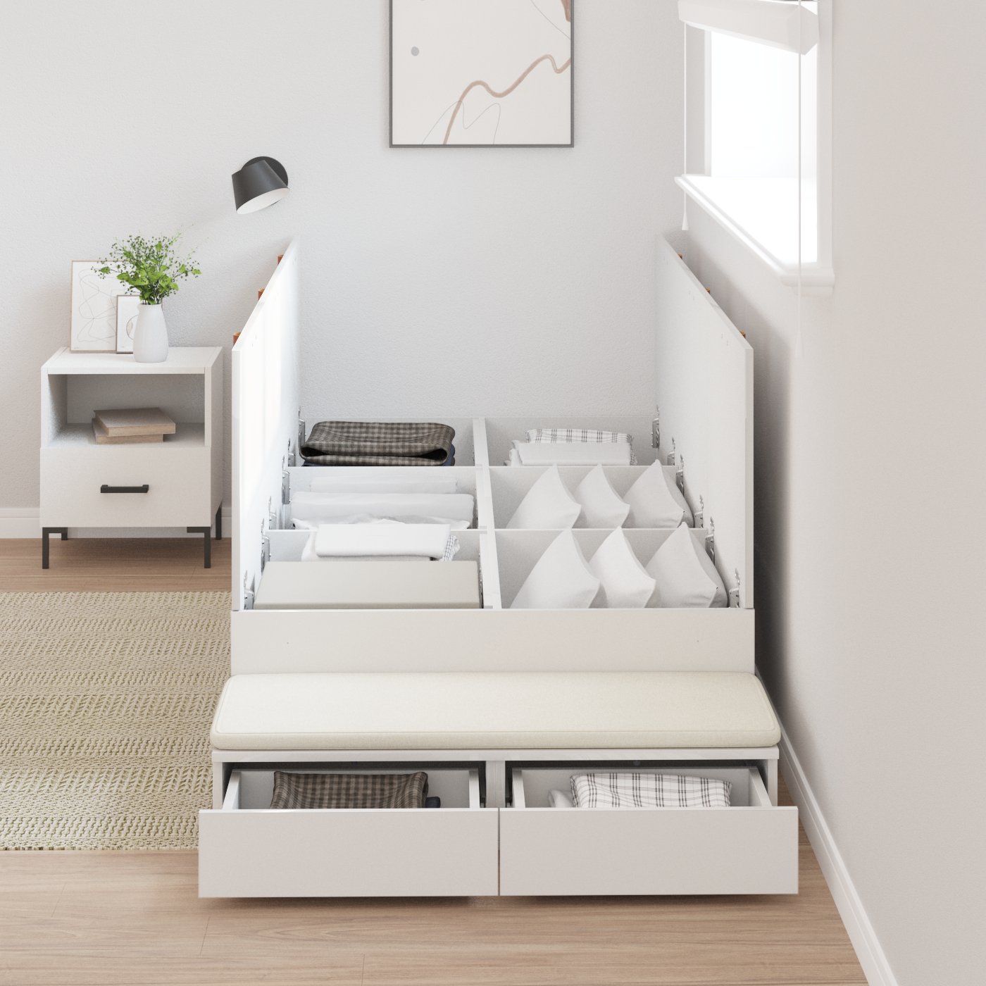 Storage Bed Frame White 90x200 cm - Image 4