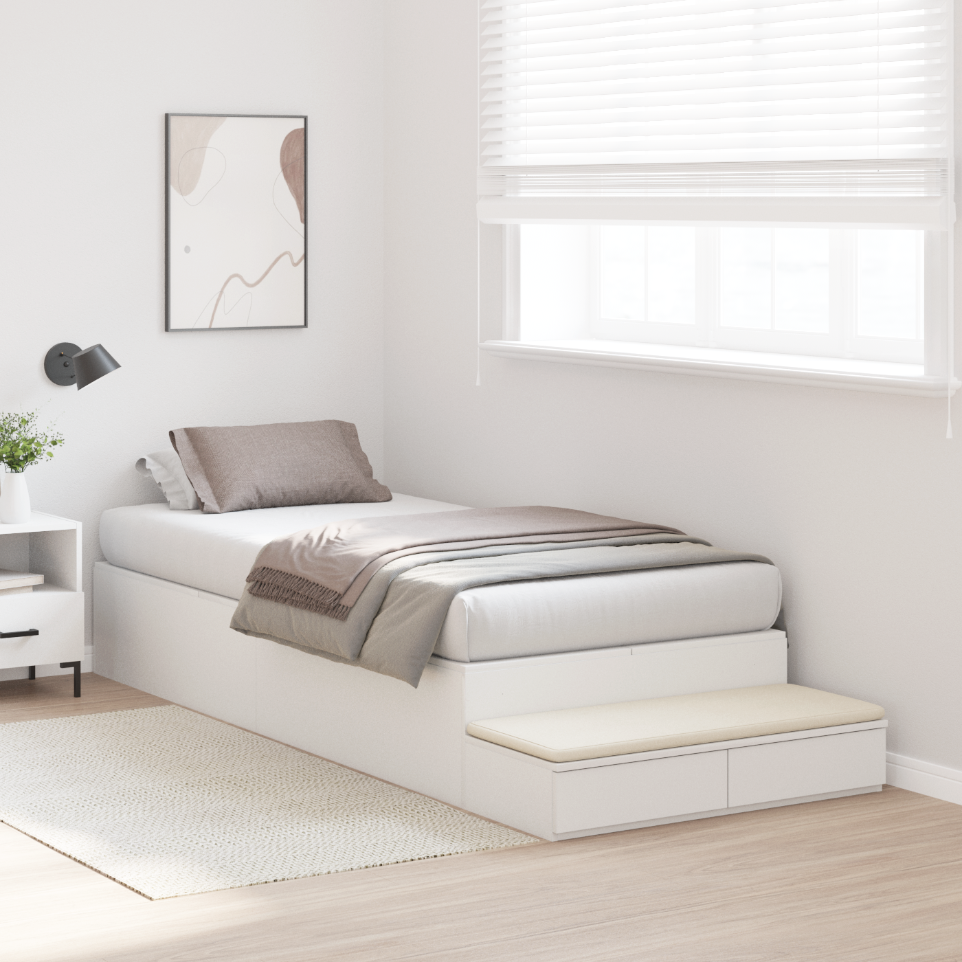 Storage Bed Frame White 90x200 cm - Image 5