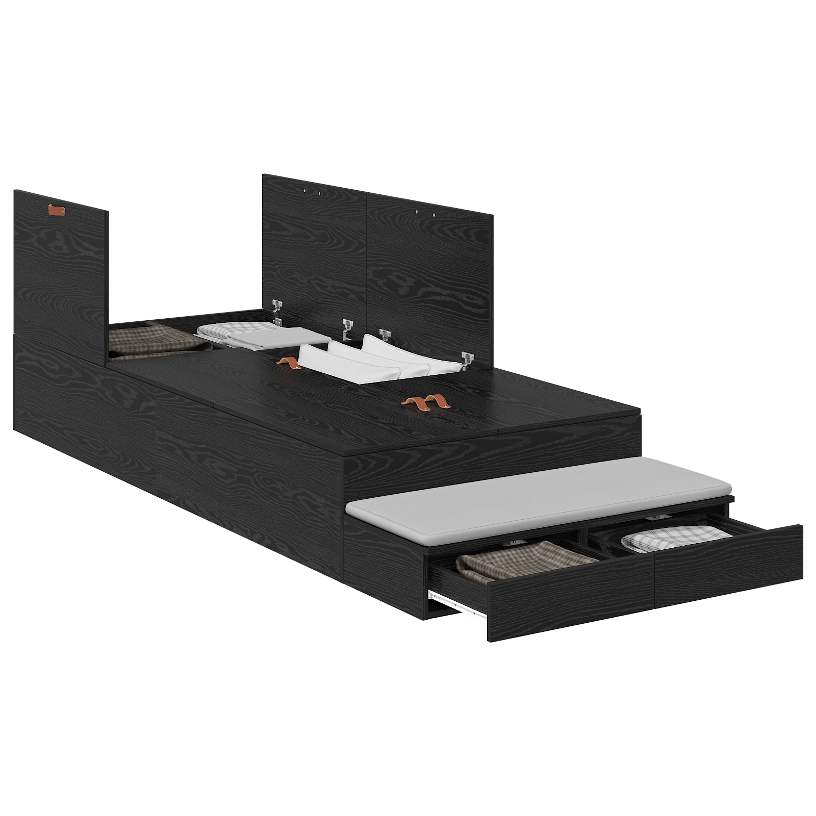 Storage Bed Frame Black Oak 90x200 cm - Image 2