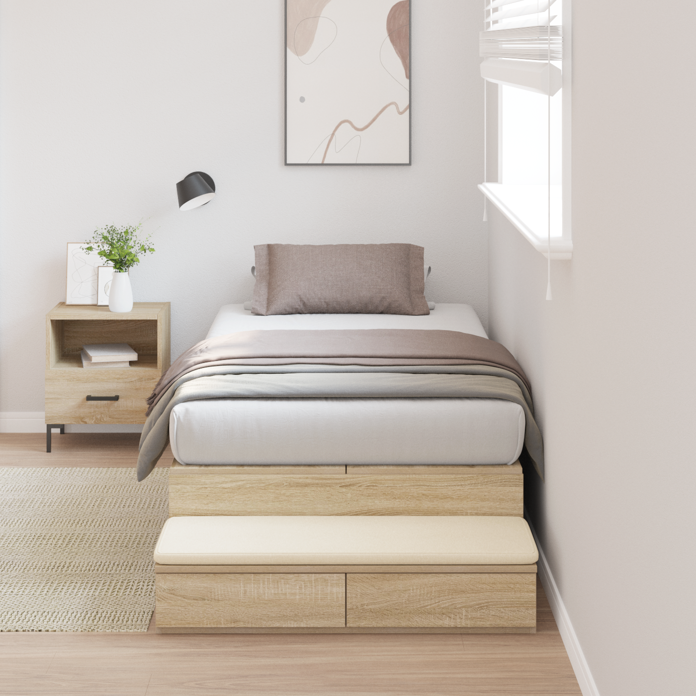 Storage Bed Frame Sonoma Oak 100x200 cm